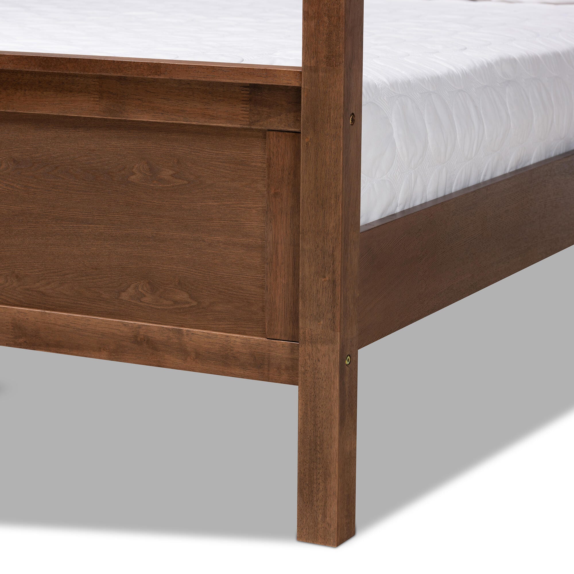 Baxton Studio Veronica Wood Queen Platform Canopy Bed, Brown, large