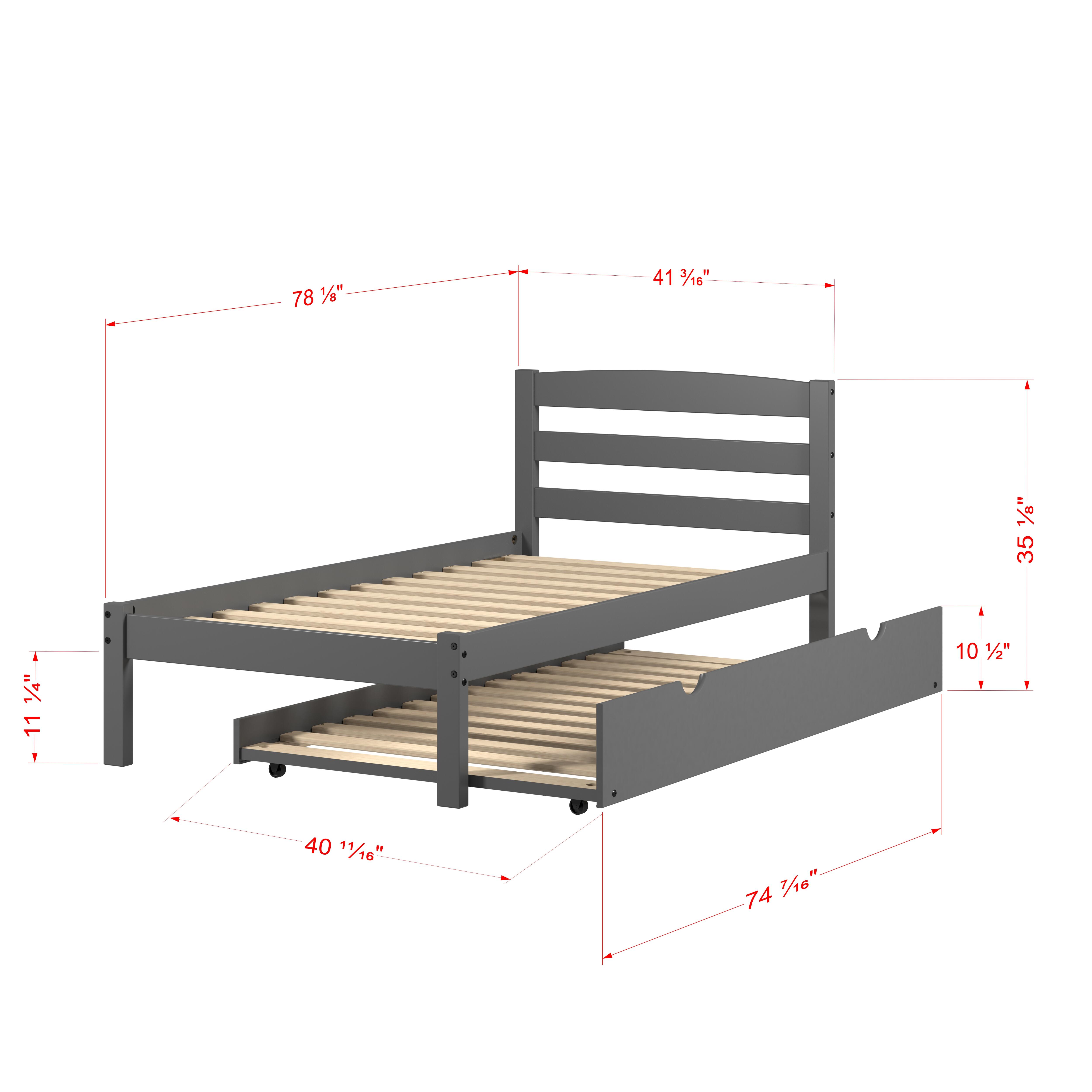 Donco Kids Econo Scandinavian Twin Bed with Twin Trundle, Dark Gray, large