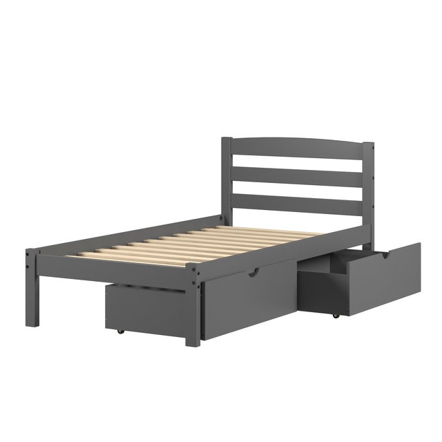 Donco Kids Econo Scandinavian Twin Bed with Dual Underbed Drawers