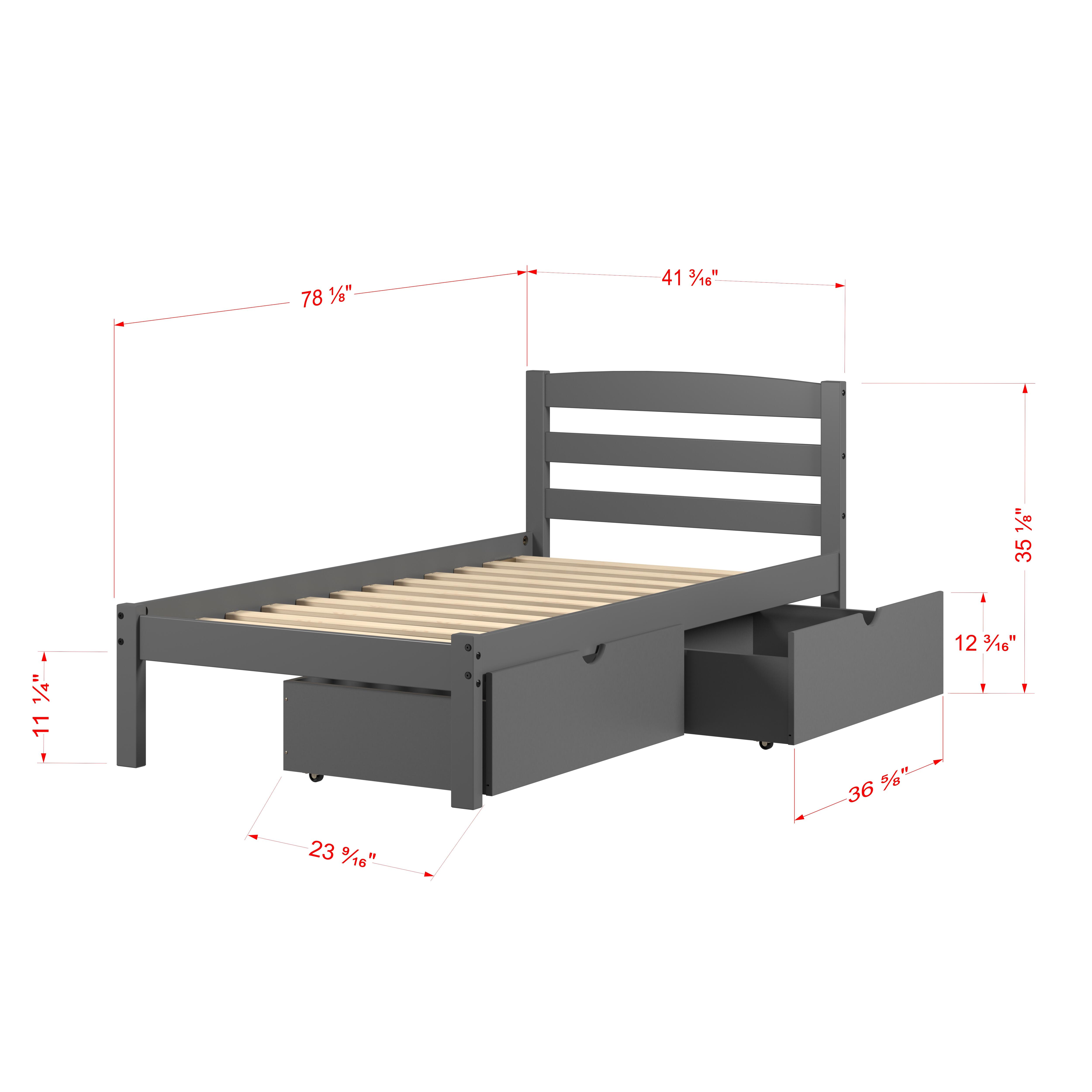 Donco Kids Econo Scandinavian Twin Bed with Dual Underbed Drawers, Dark Gray, large