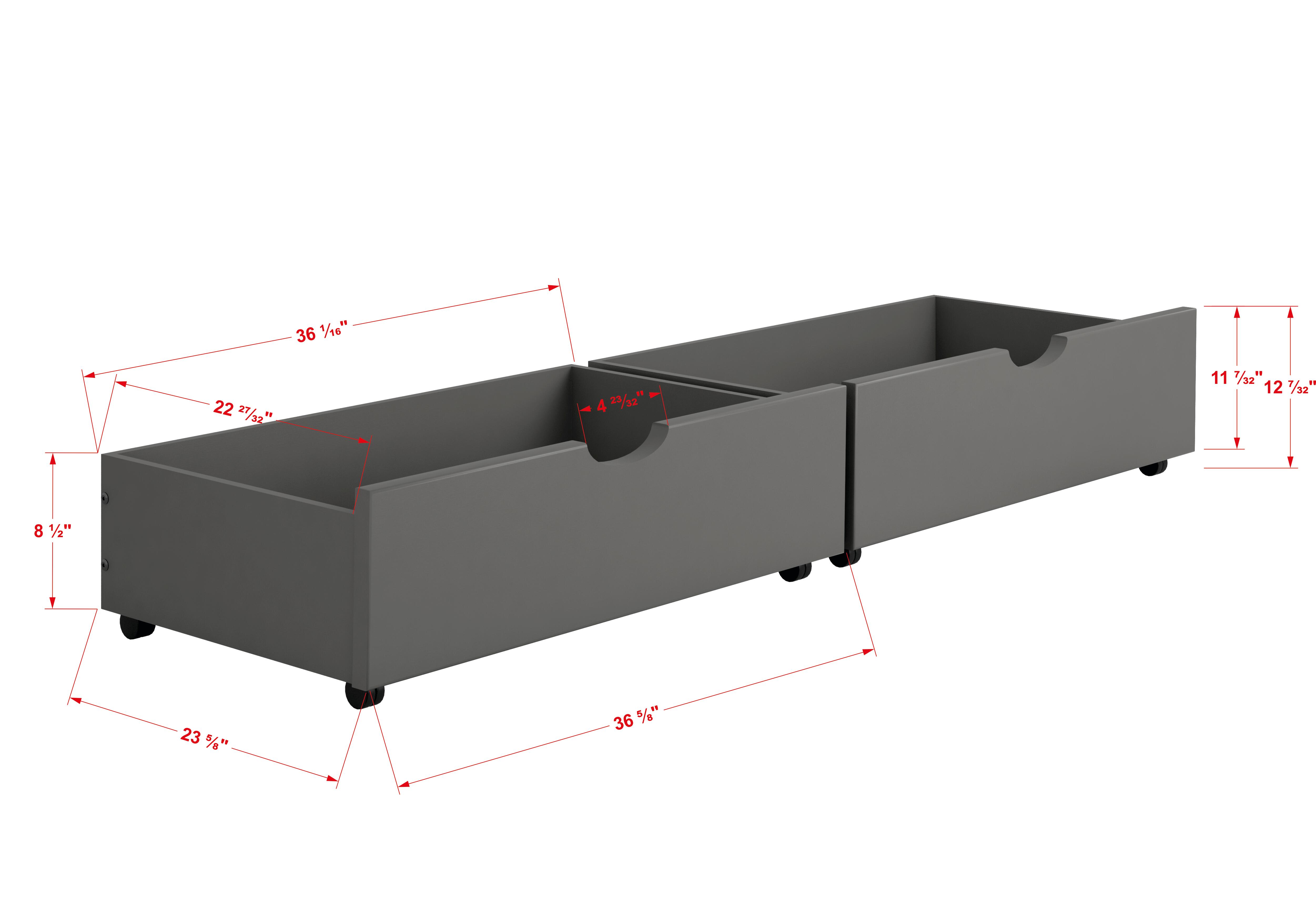 Donco Kids Econo Scandinavian Twin Bed with Dual Underbed Drawers, Dark Gray, large