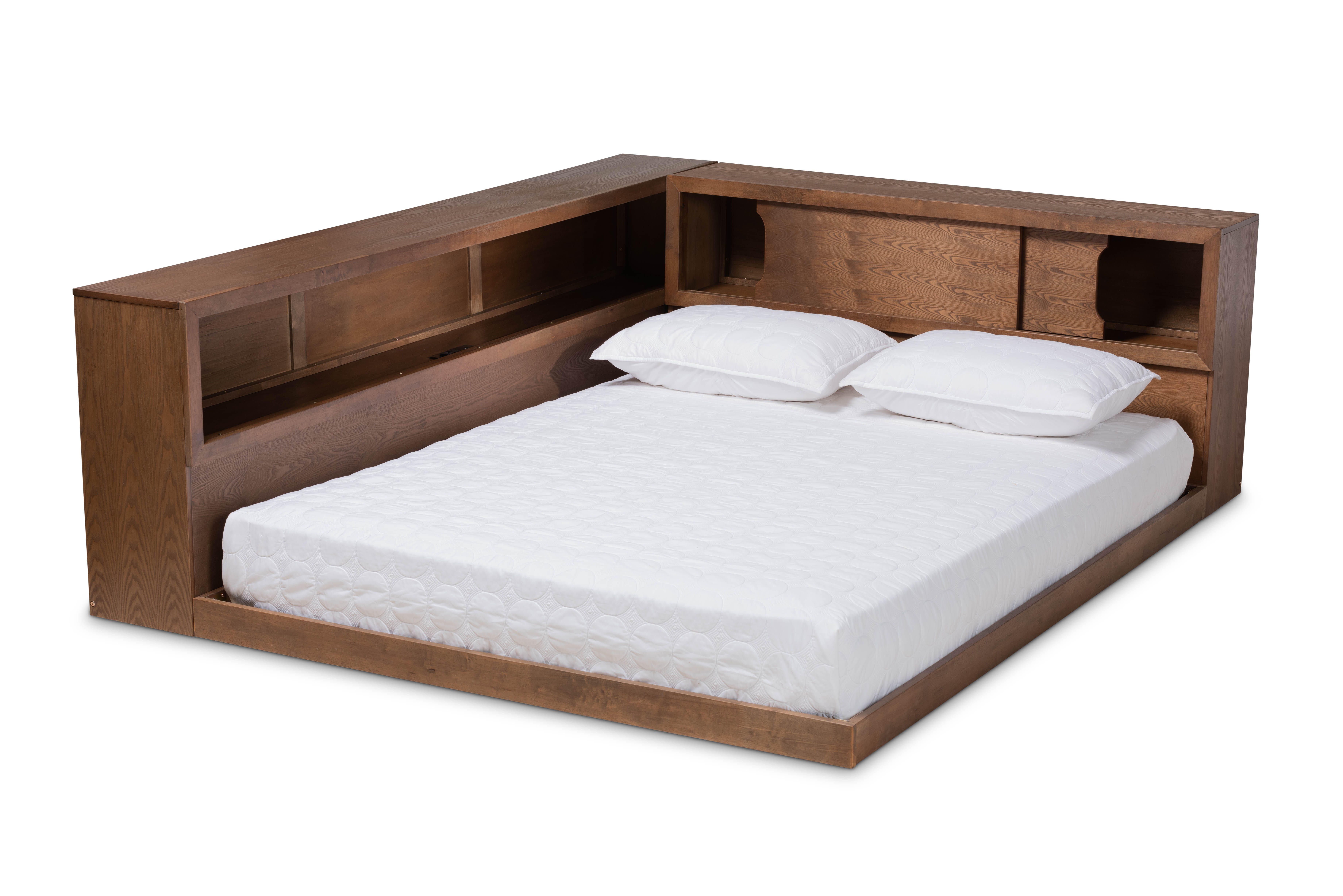 Baxton Studio Erie Wood Queen Platform Storage Bed with Built-In Outlet, , large