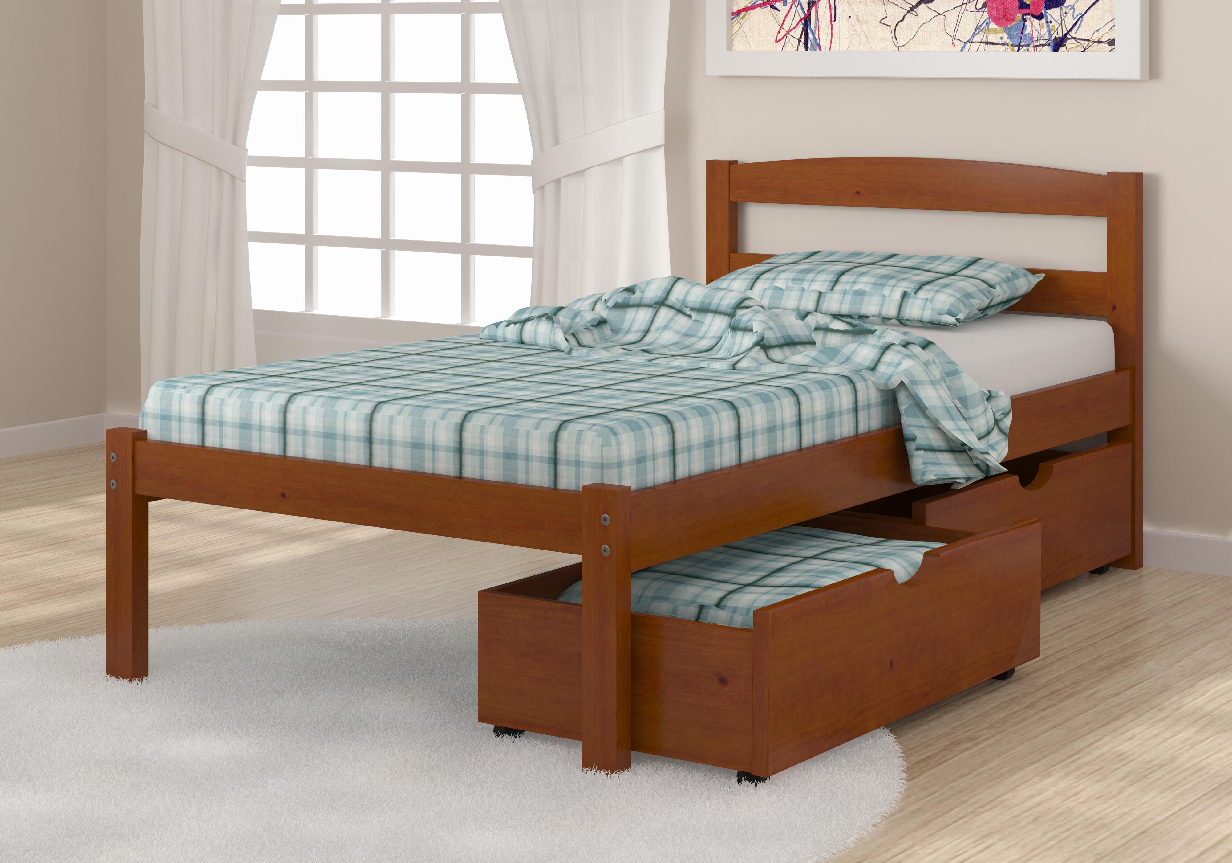 Donco Kids Econo Scandinavian Twin Bed with Dual Underbed Drawers, Espresso, large