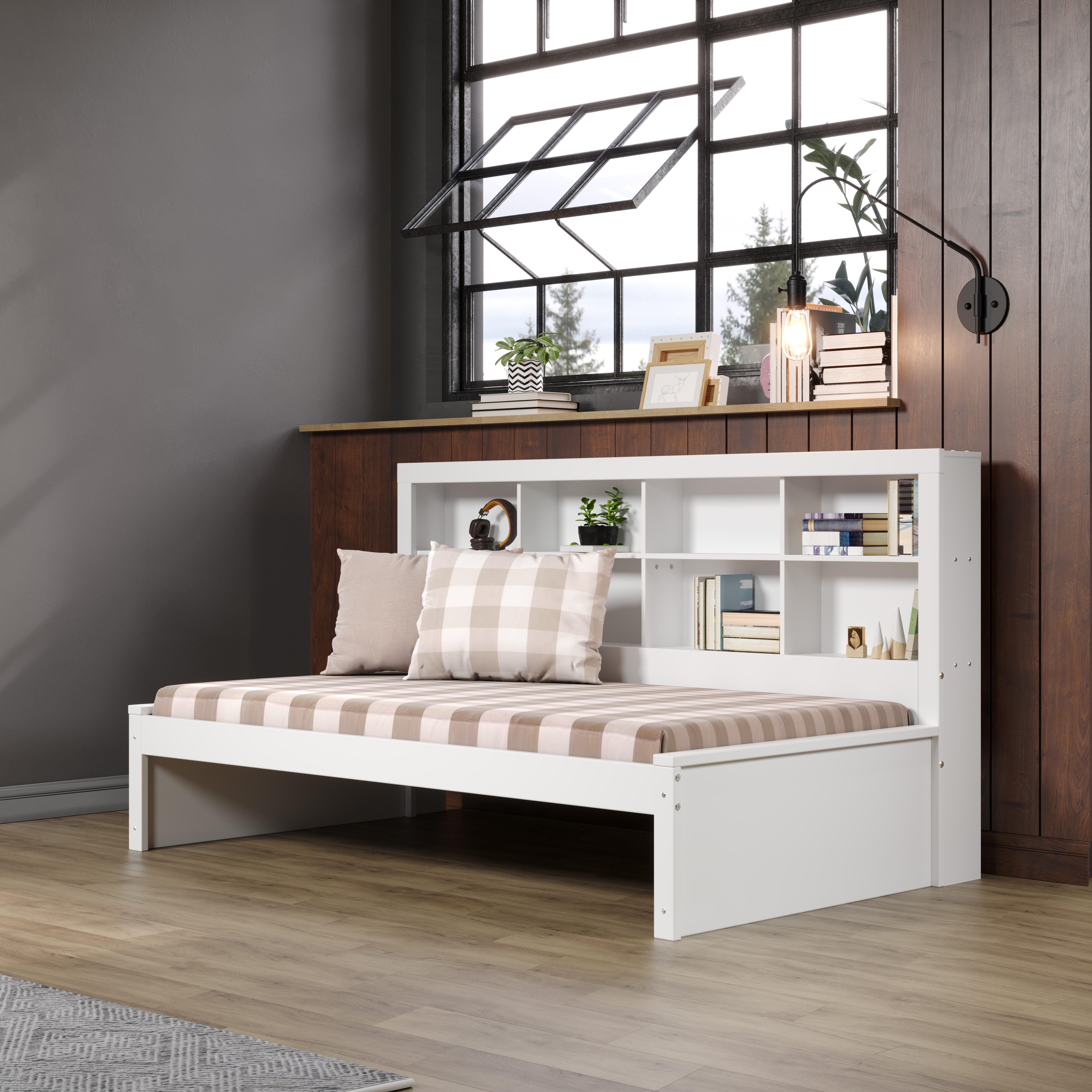 Donco Kids Bookcase Twin Day Bed, White, large