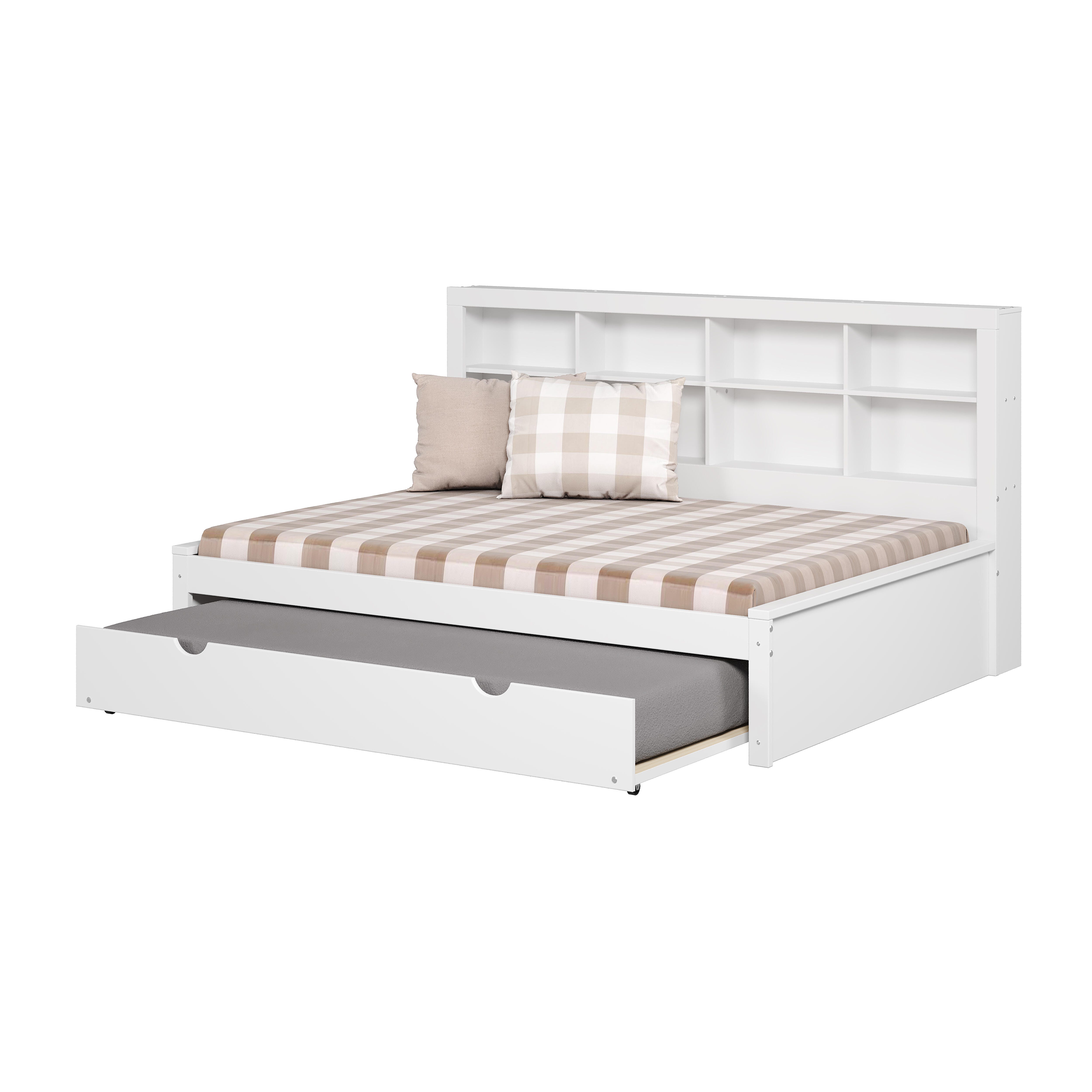 Donco Kids Bookcase Full Daybed with Twin Trundle, White, large