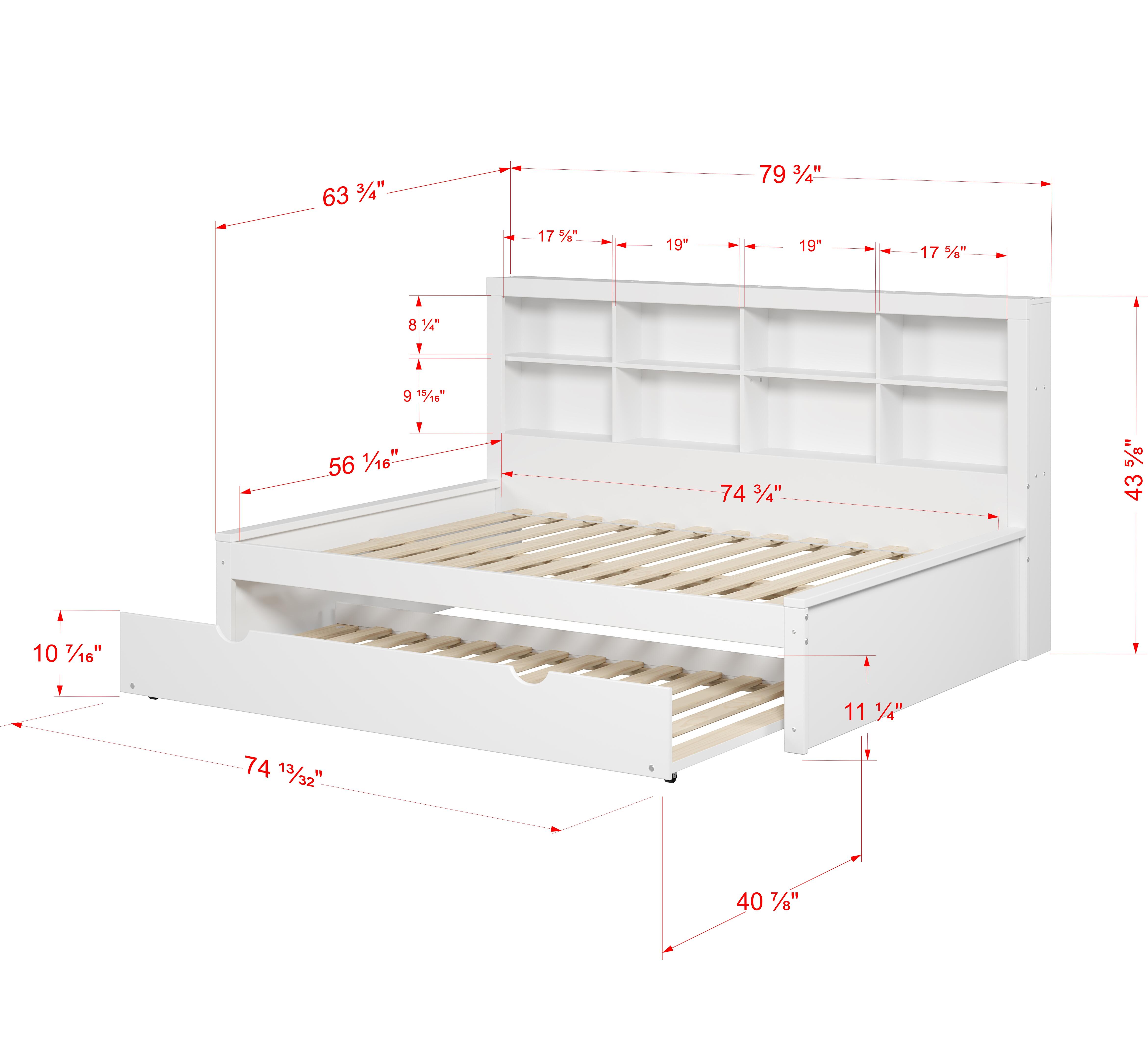 Donco Kids Bookcase Full Daybed with Twin Trundle, White, large