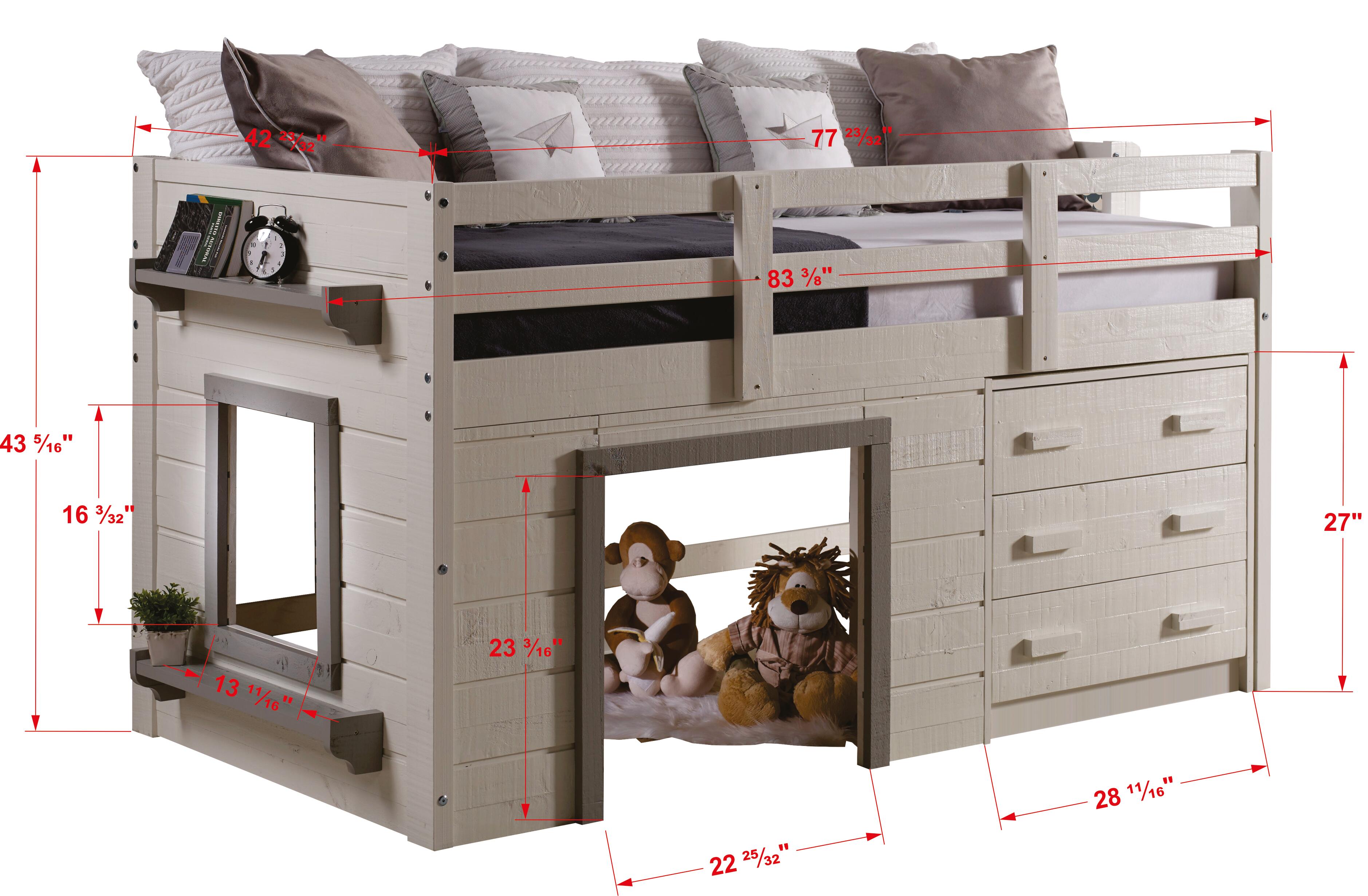 Donco Kids Sweet Dreams Twin Loft with 3 Drawer Chest, , large