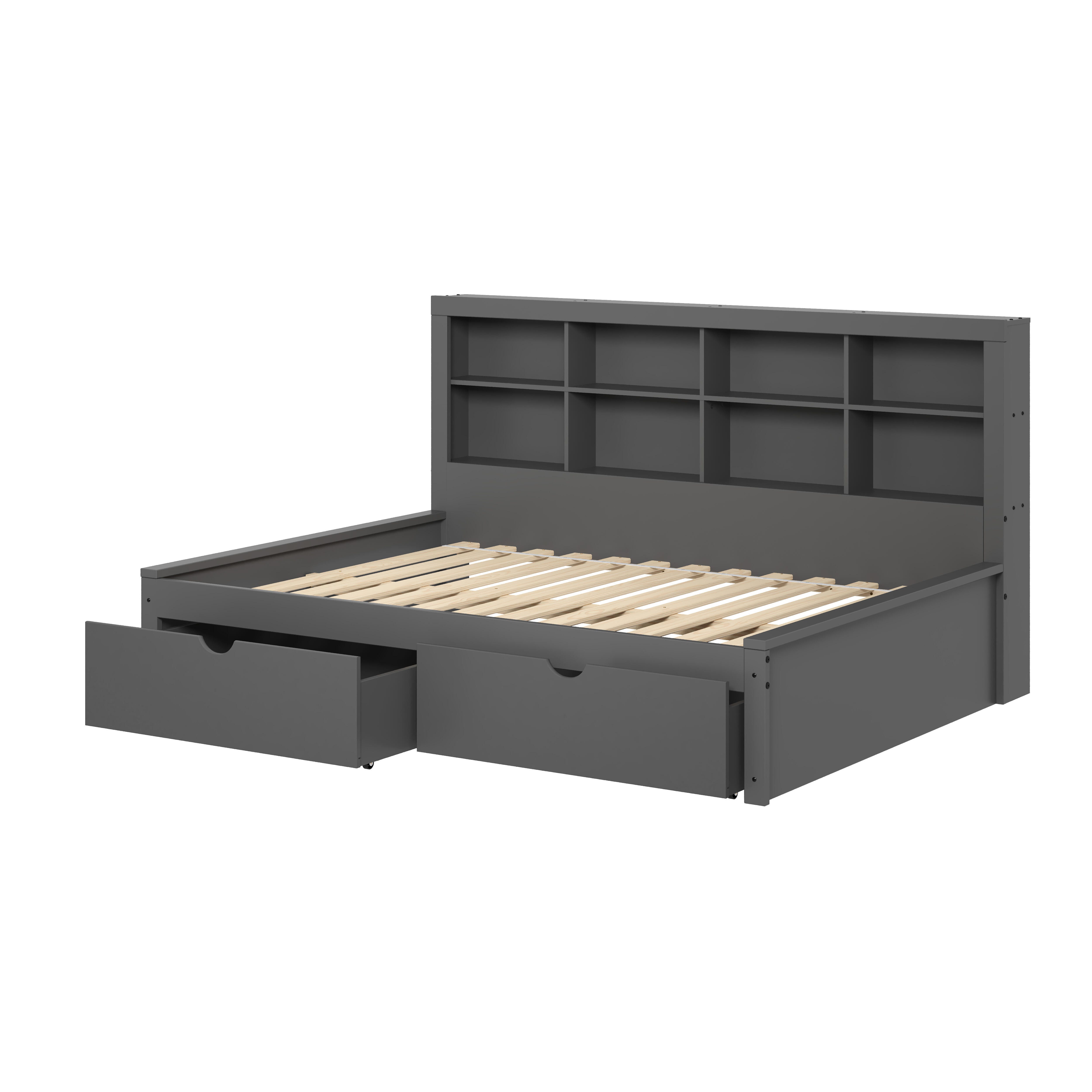 Donco Kids Bookcase Full Daybed with Dual Underbed Drawers, Dark Gray, large