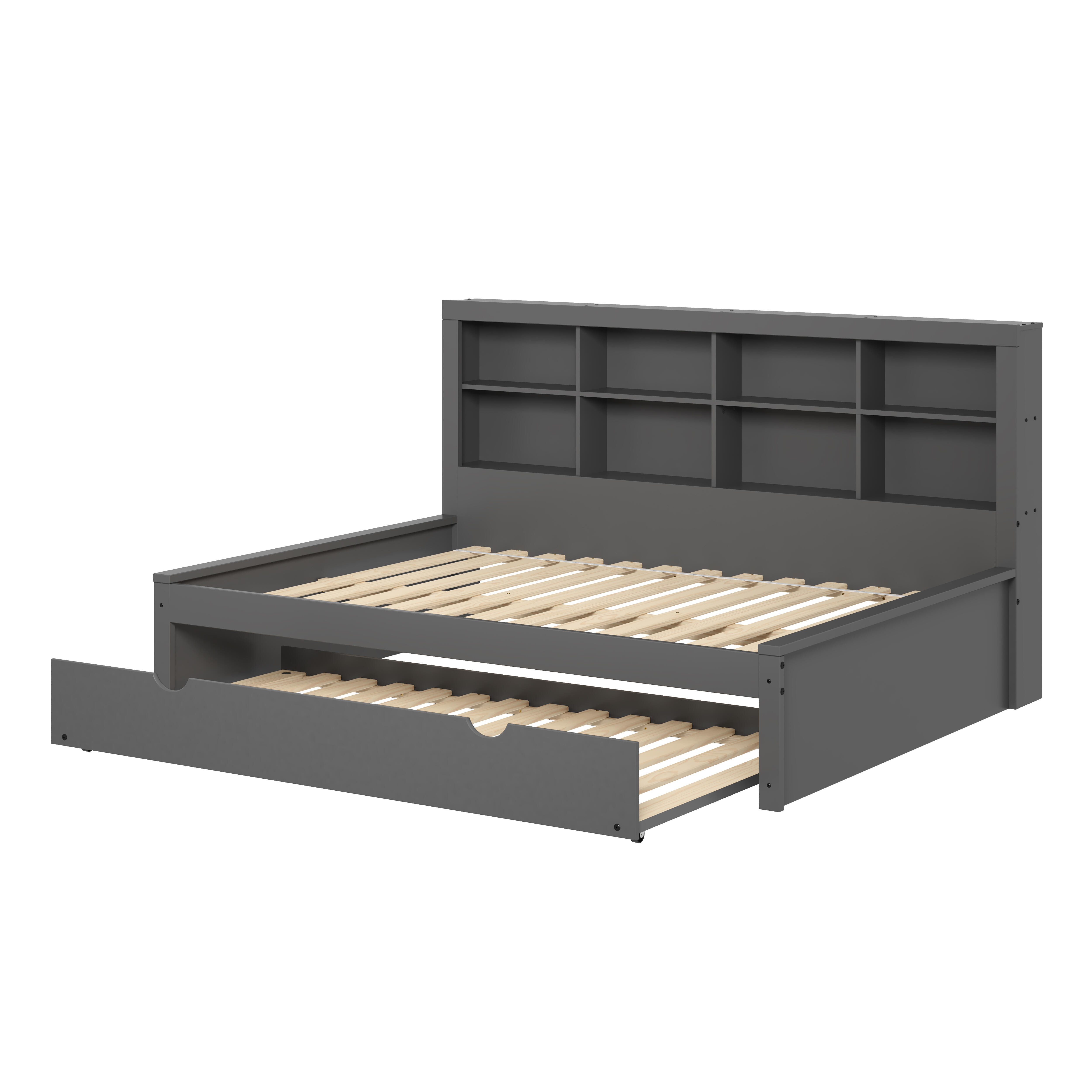 Donco Kids Bookcase Full Daybed with Twin Trundle, Dark Gray, large