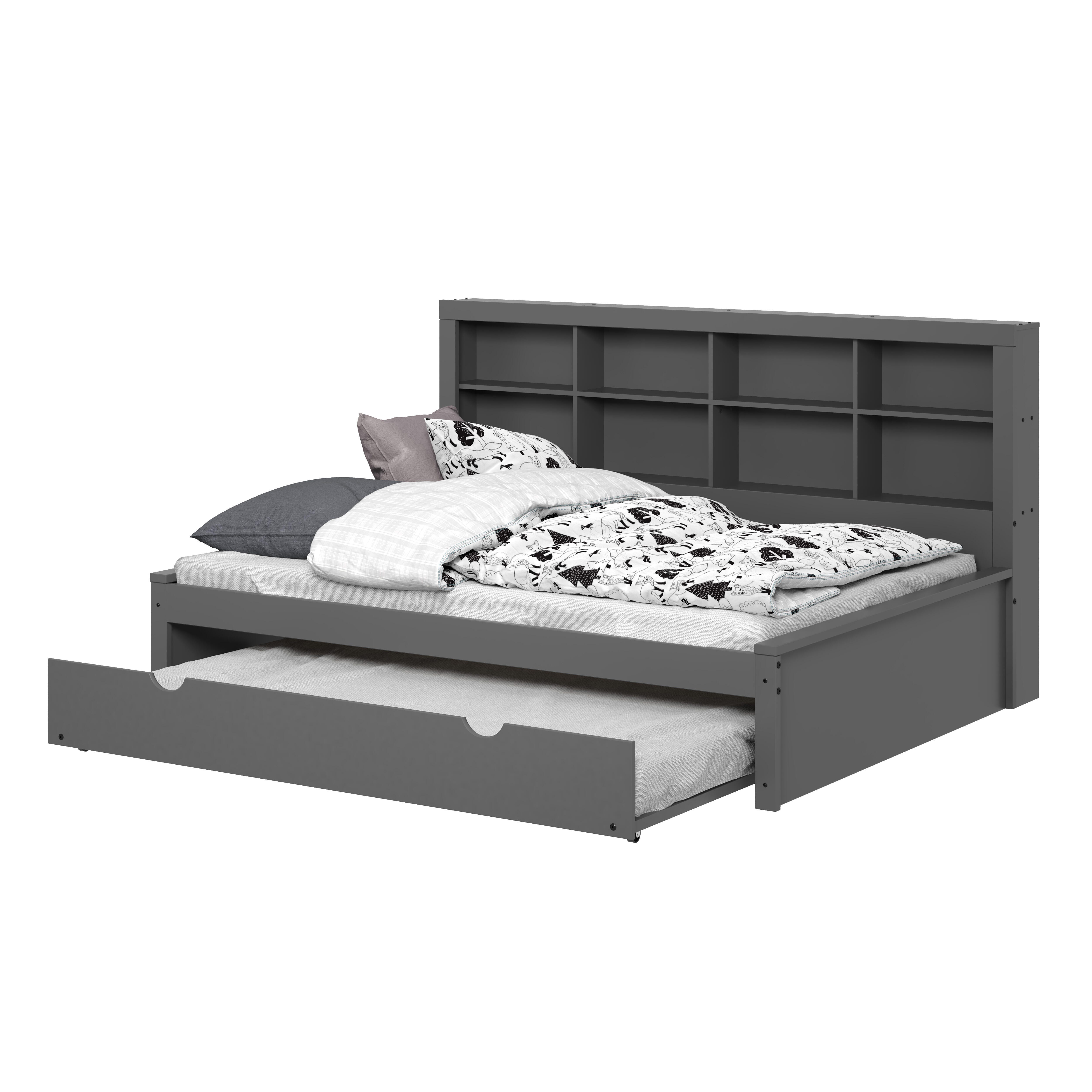 Donco Kids Bookcase Full Daybed with Twin Trundle, Dark Gray, large