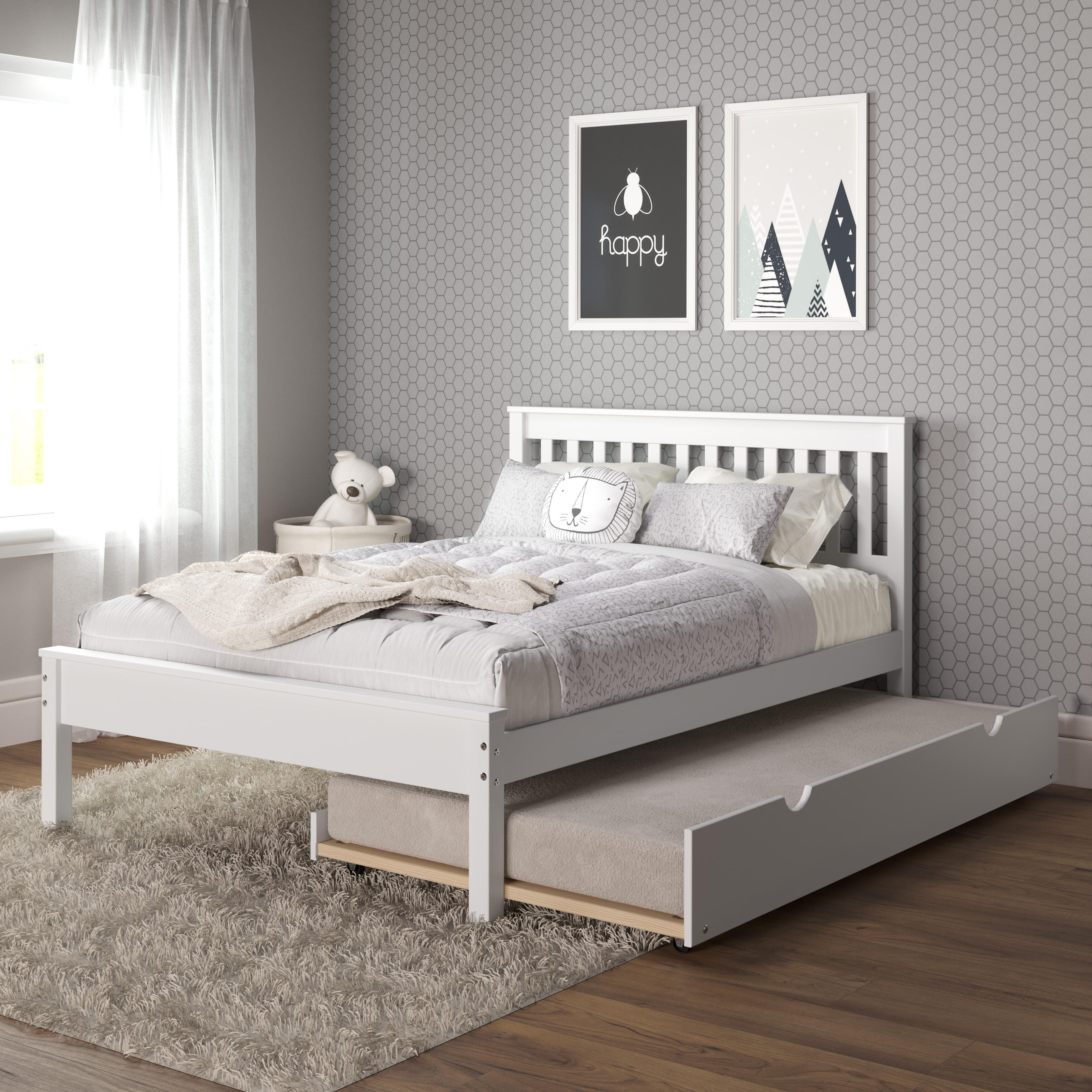 Donco Kids Contempo Mission Full Bed with Twin Trundle, White, rollover