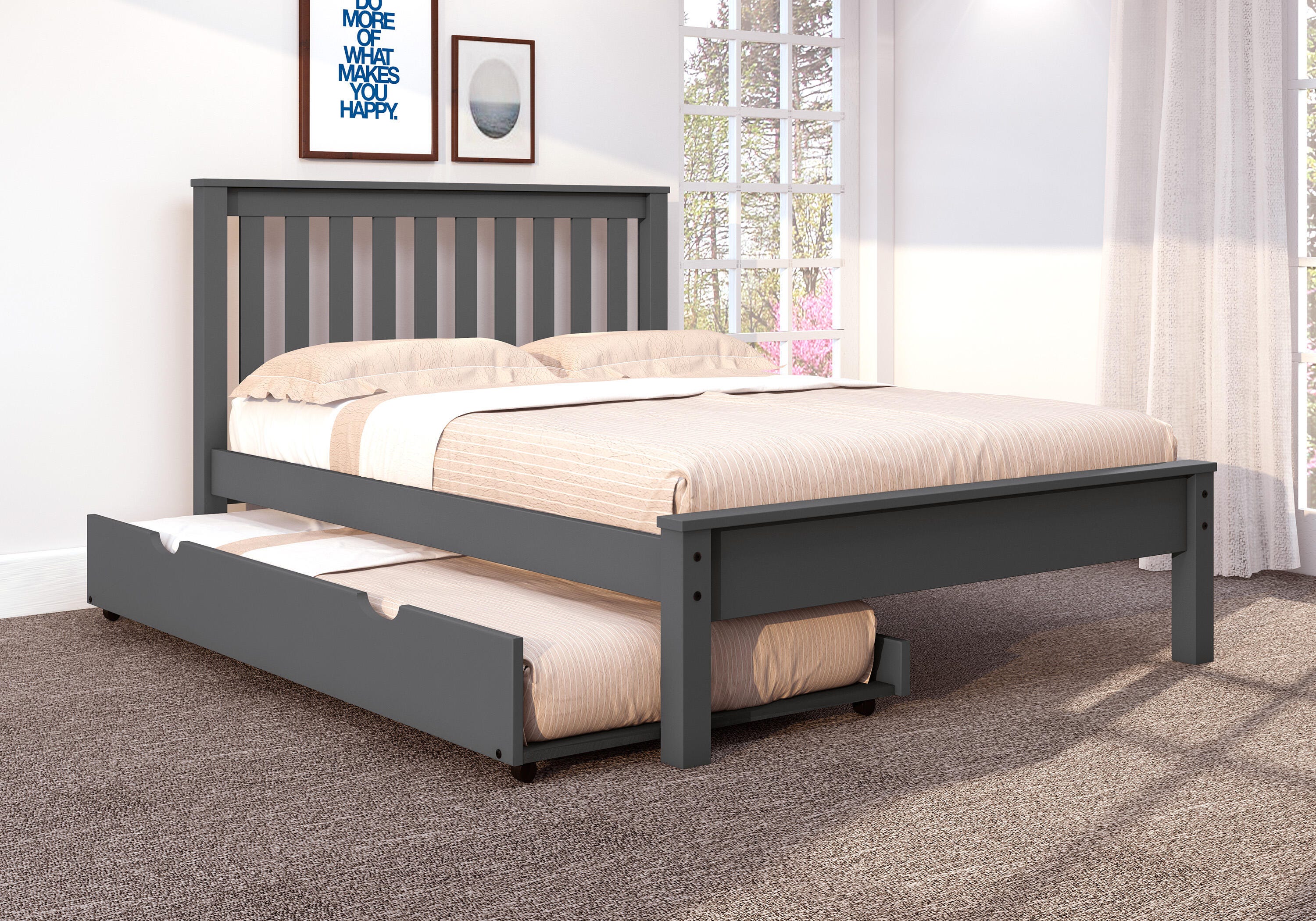 Donco Kids Contempo Mission Full Bed with Twin Trundle, Dark Gray, rollover