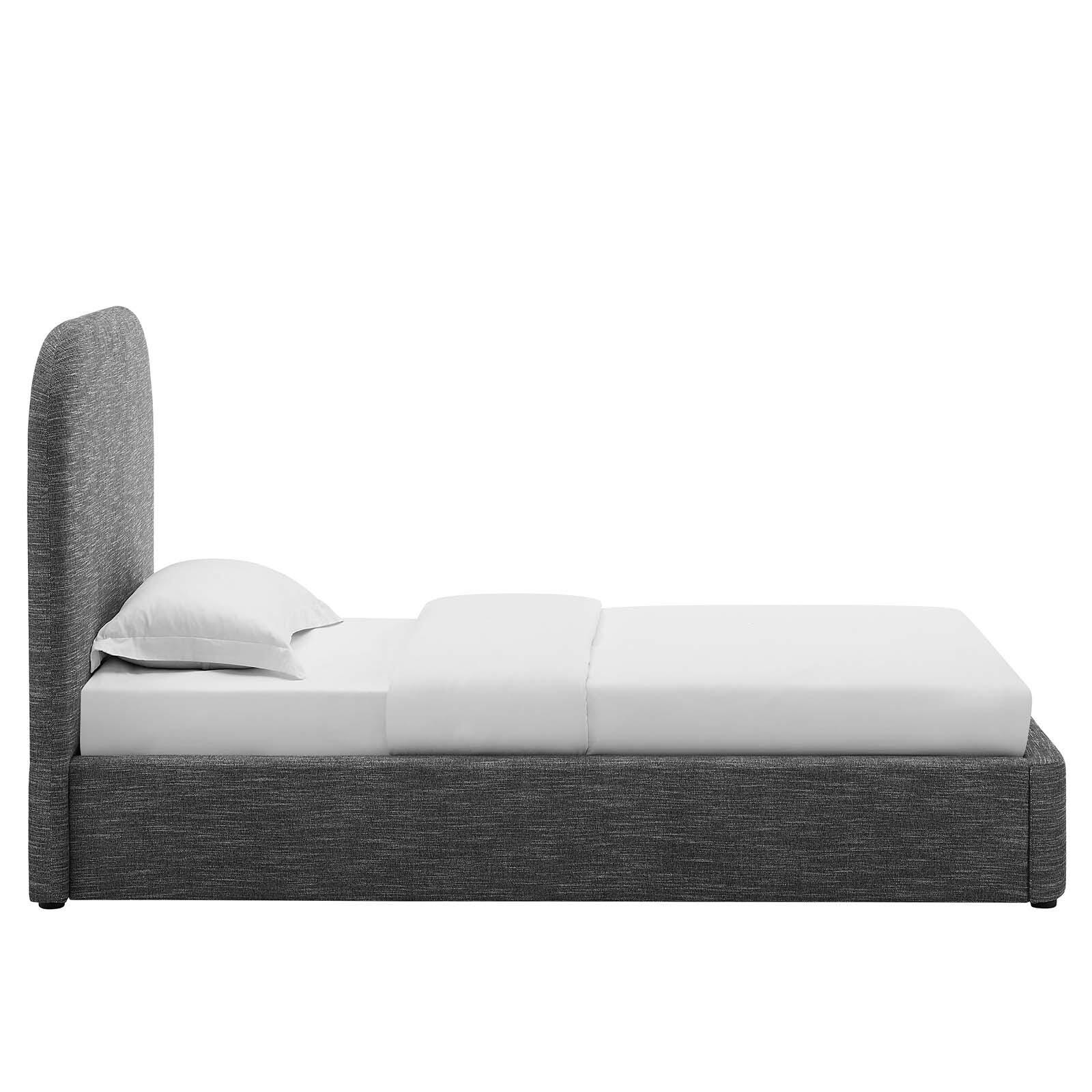Keynote Upholstered Fabric Curved Twin Platform Bed, Slate, large