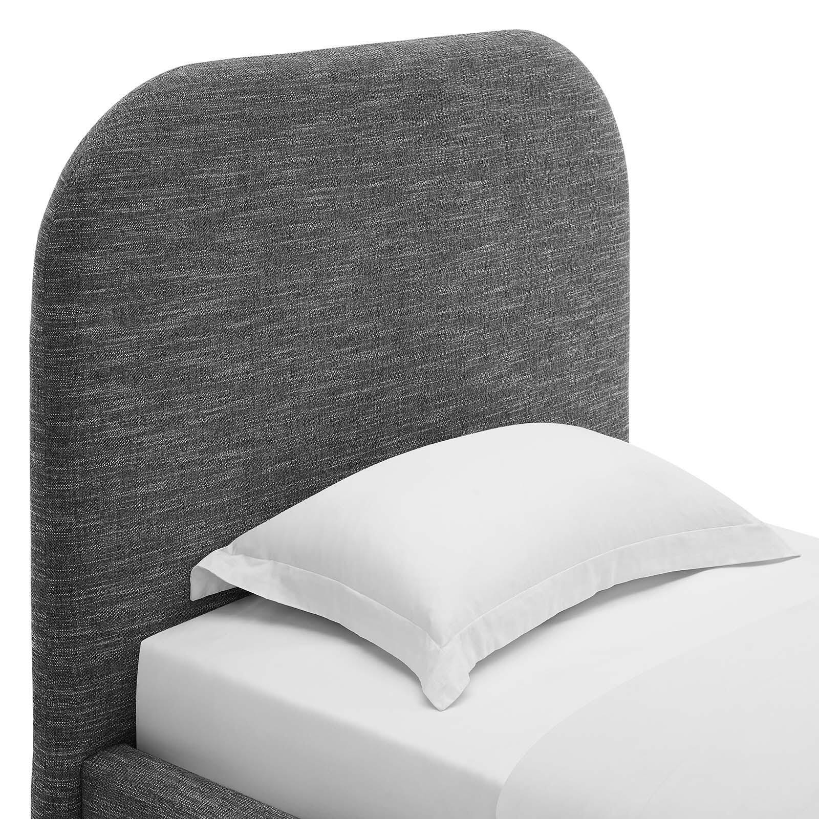 Keynote Upholstered Fabric Curved Twin Platform Bed, Slate, large