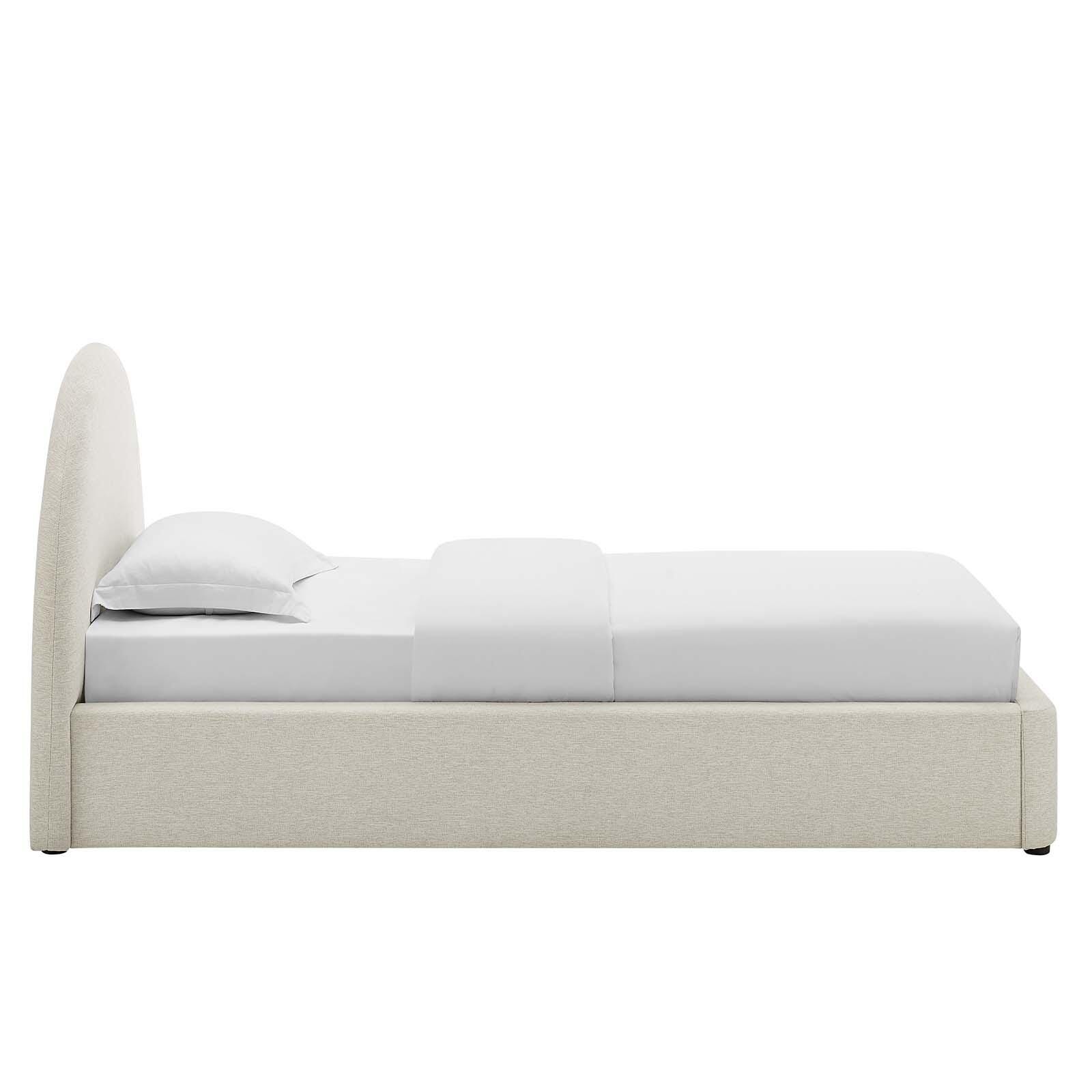 Resort Upholstered Fabric Arched Round Twin Platform Bed, Ivory, large
