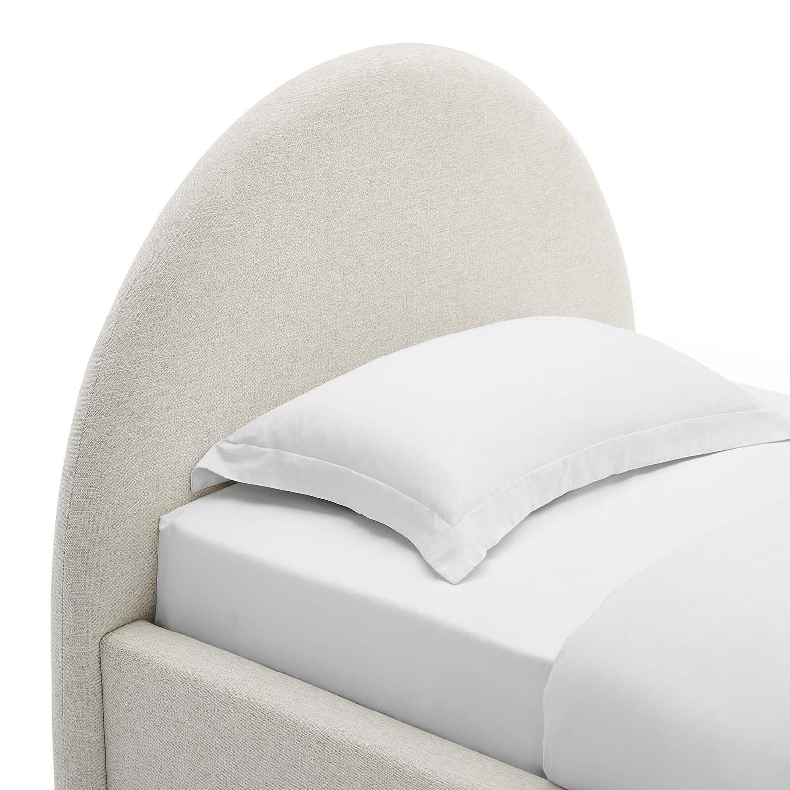 Resort Upholstered Fabric Arched Round Twin Platform Bed, Ivory, large