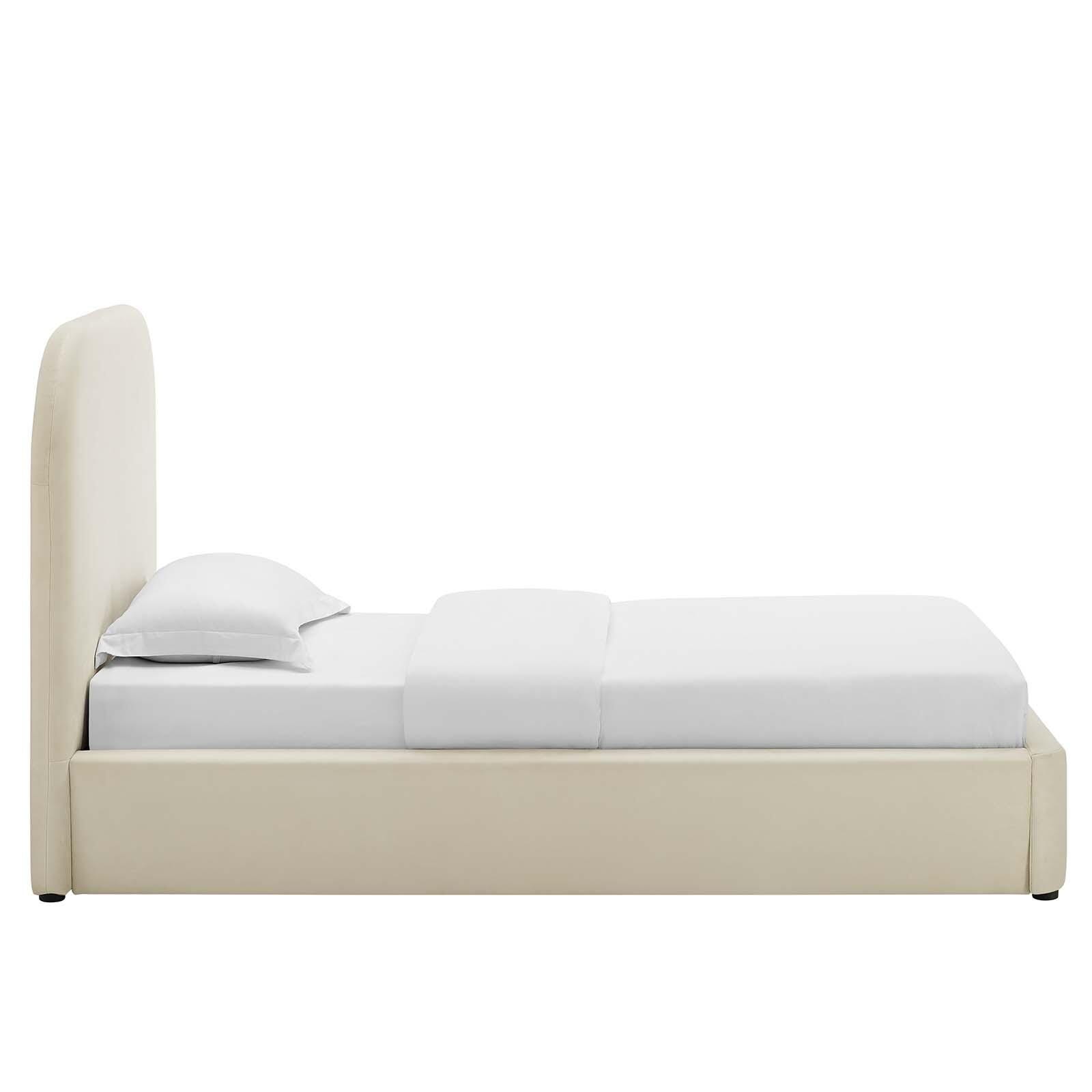 Keynote Performance Velvet Curved Twin Platform Bed, Alabaster, large