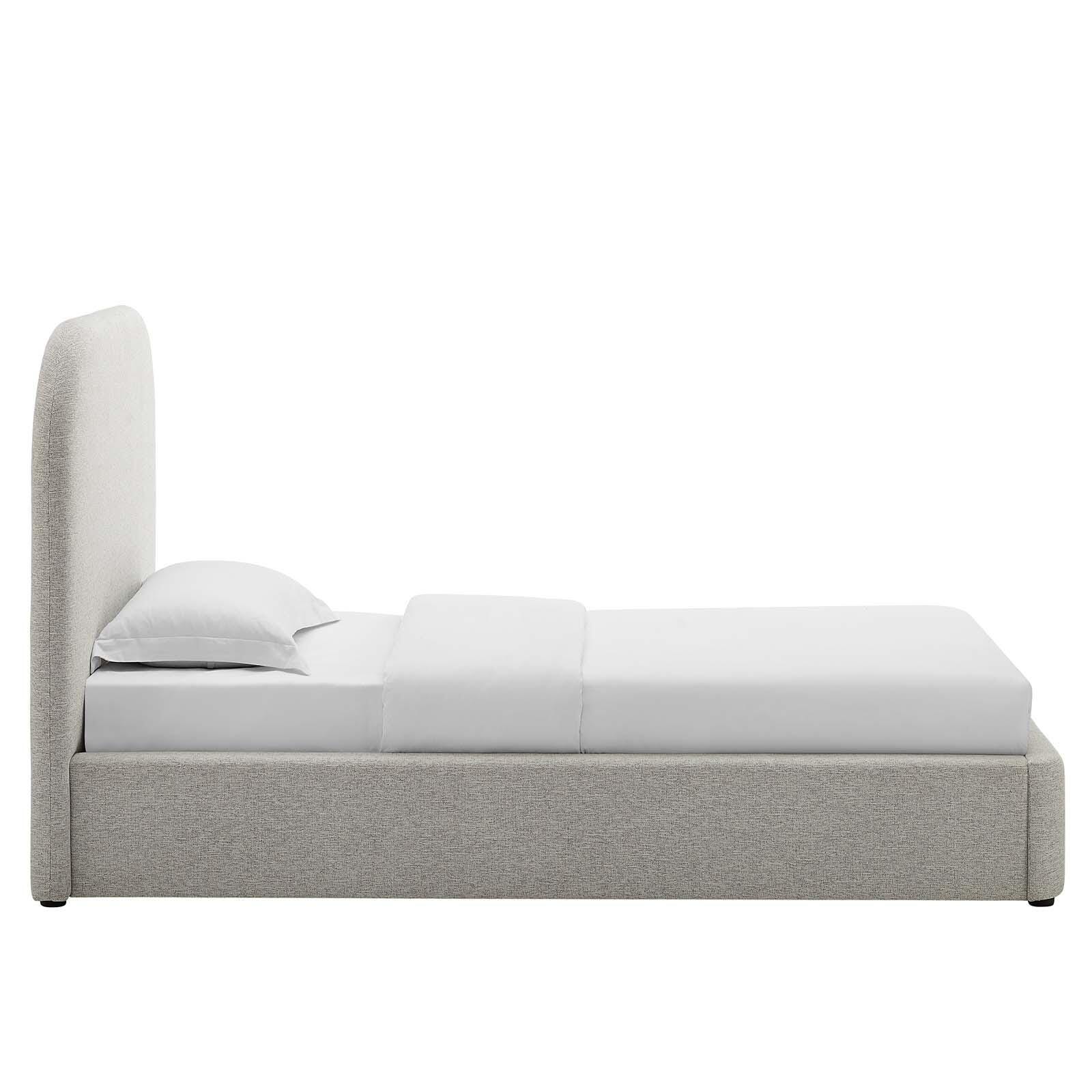 Keynote Upholstered Fabric Curved Twin Platform Bed, Light Gray, large