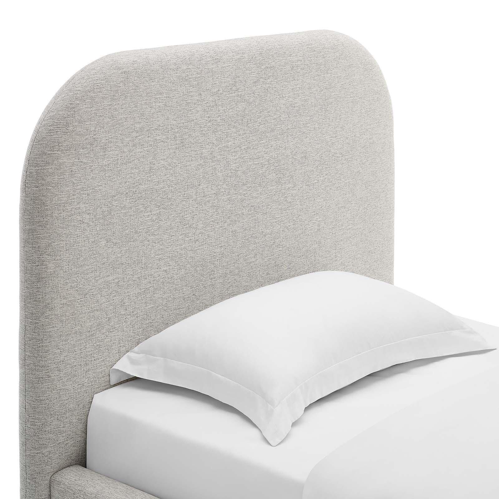 Keynote Upholstered Fabric Curved Twin Platform Bed, Light Gray, large