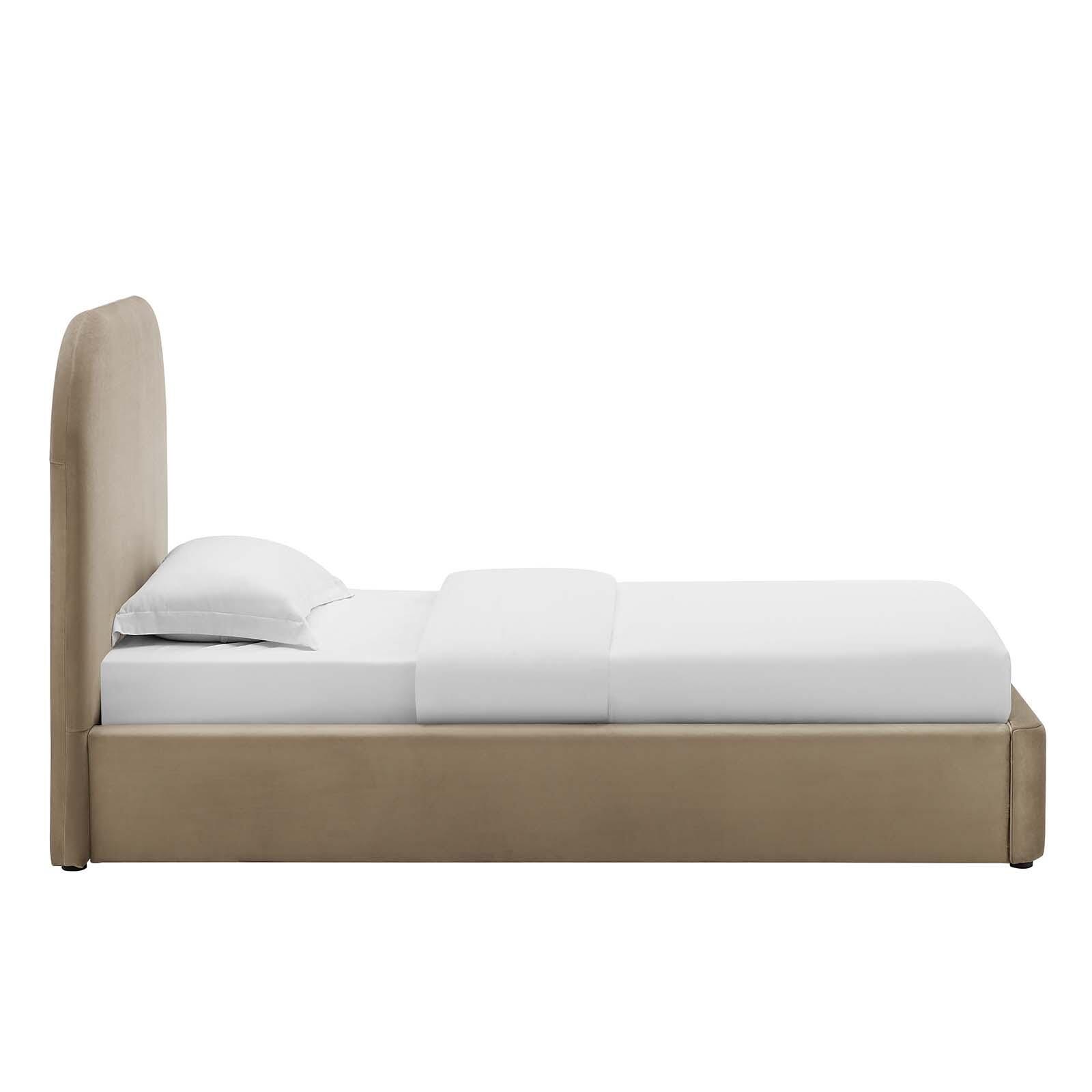 Keynote Performance Velvet Curved Twin Platform Bed, Taupe, large