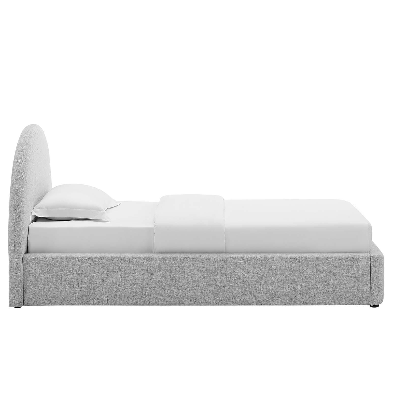 Resort Upholstered Fabric Arched Round Twin Platform Bed, Light Gray, large