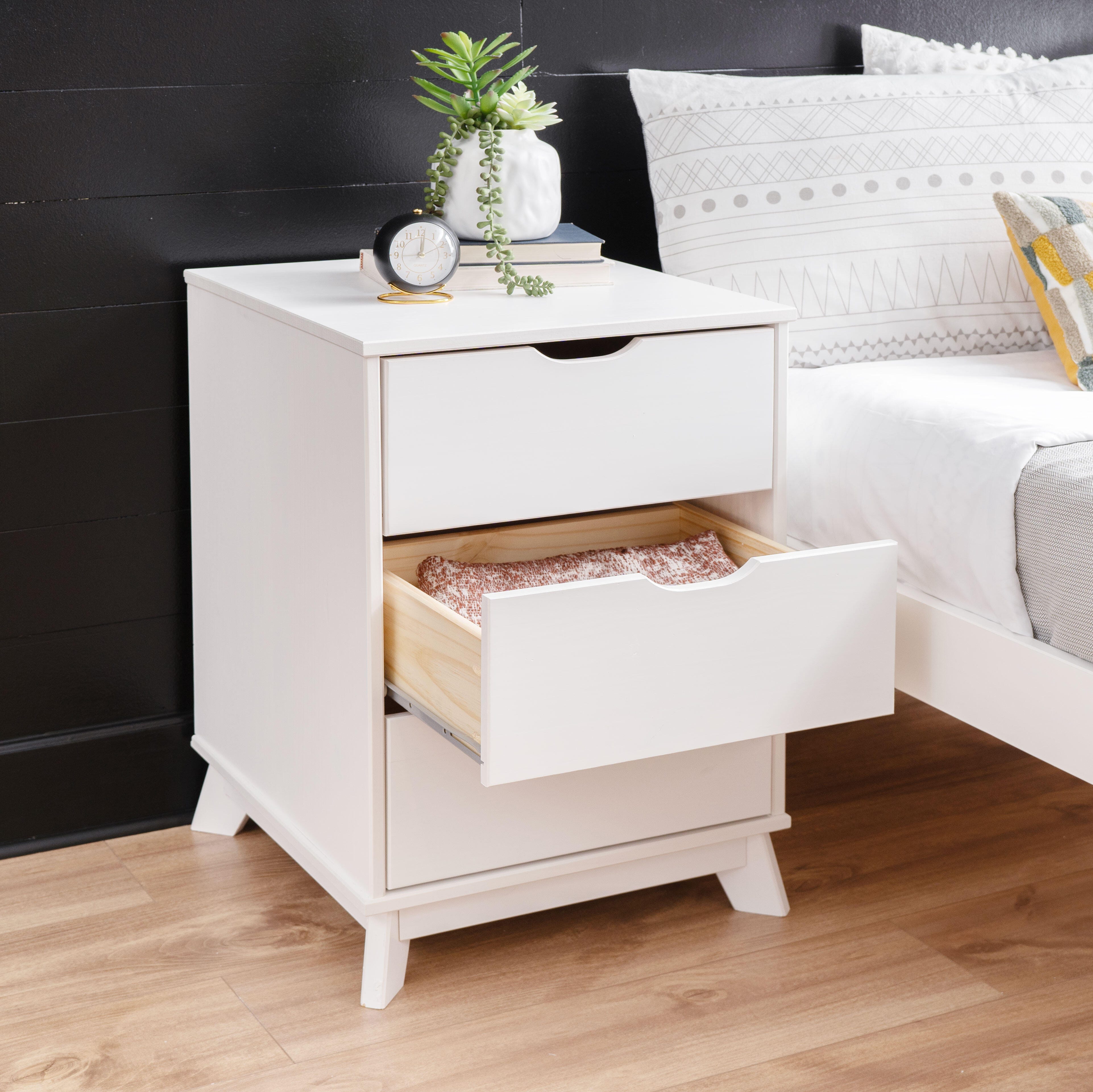 Linon Pierce 2 Nightstands and Dresser Set, White