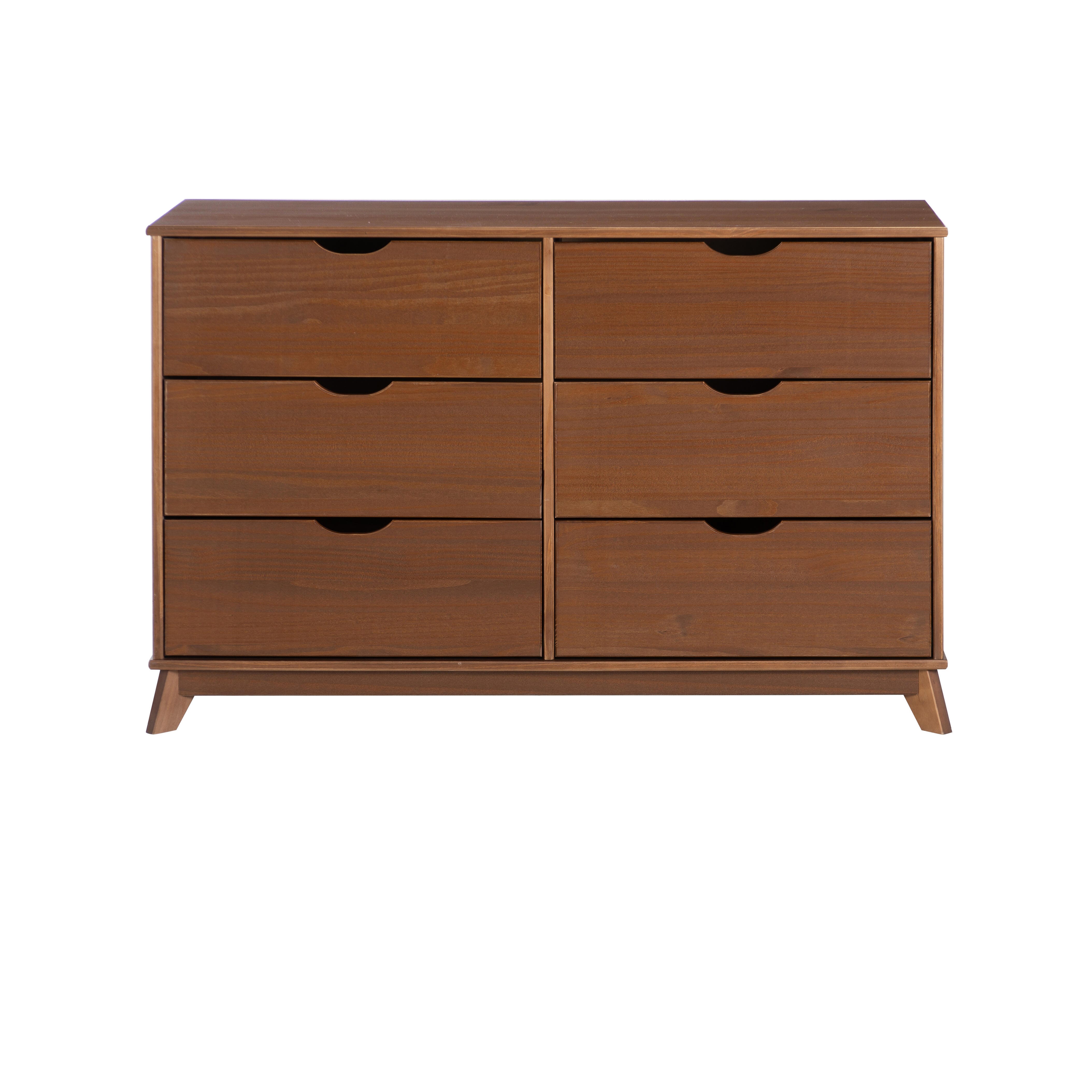 Linon Pierce 2 Nightstands and Dresser Set, Walnut, large