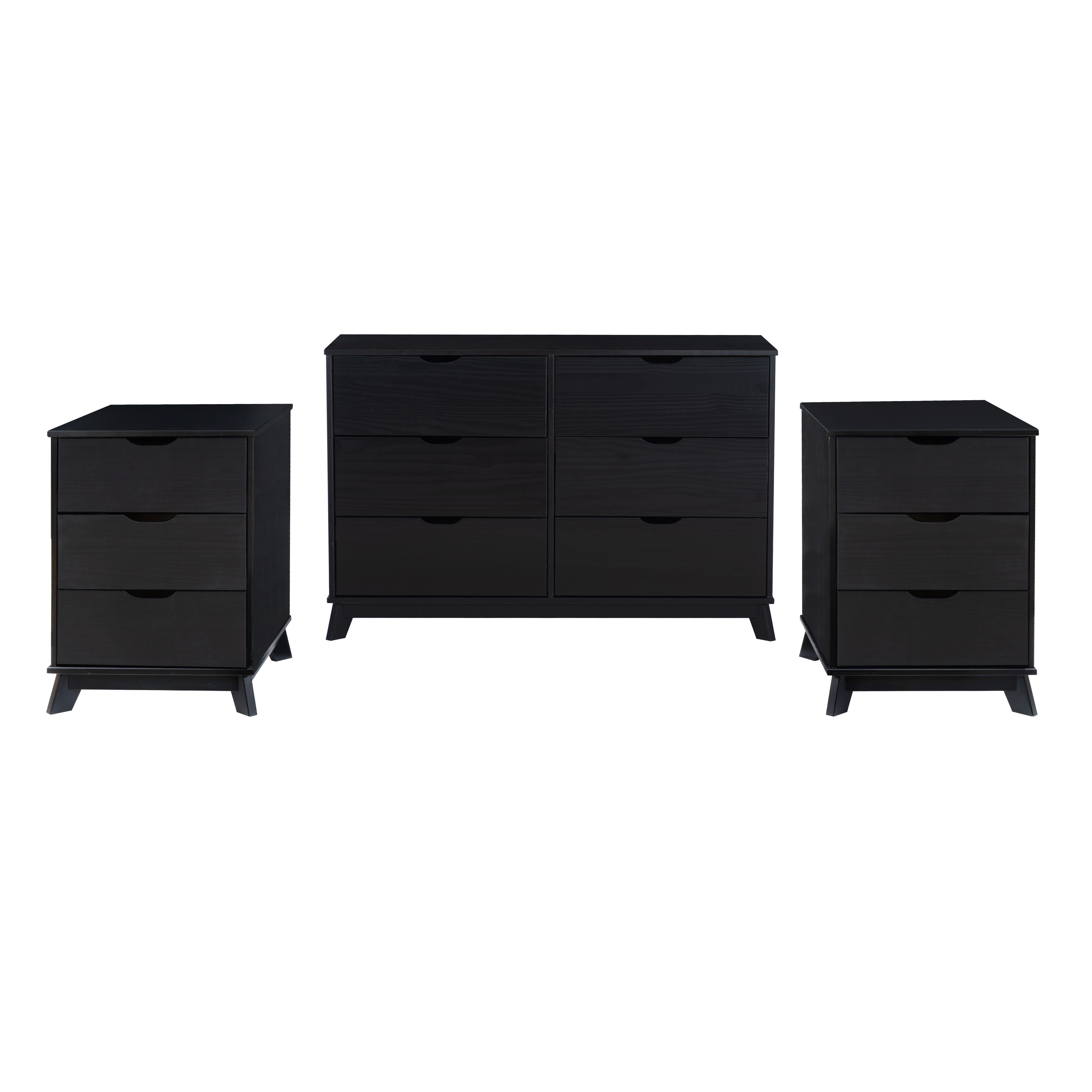 Linon Pierce 2 Nightstands and Dresser Set, Black, large