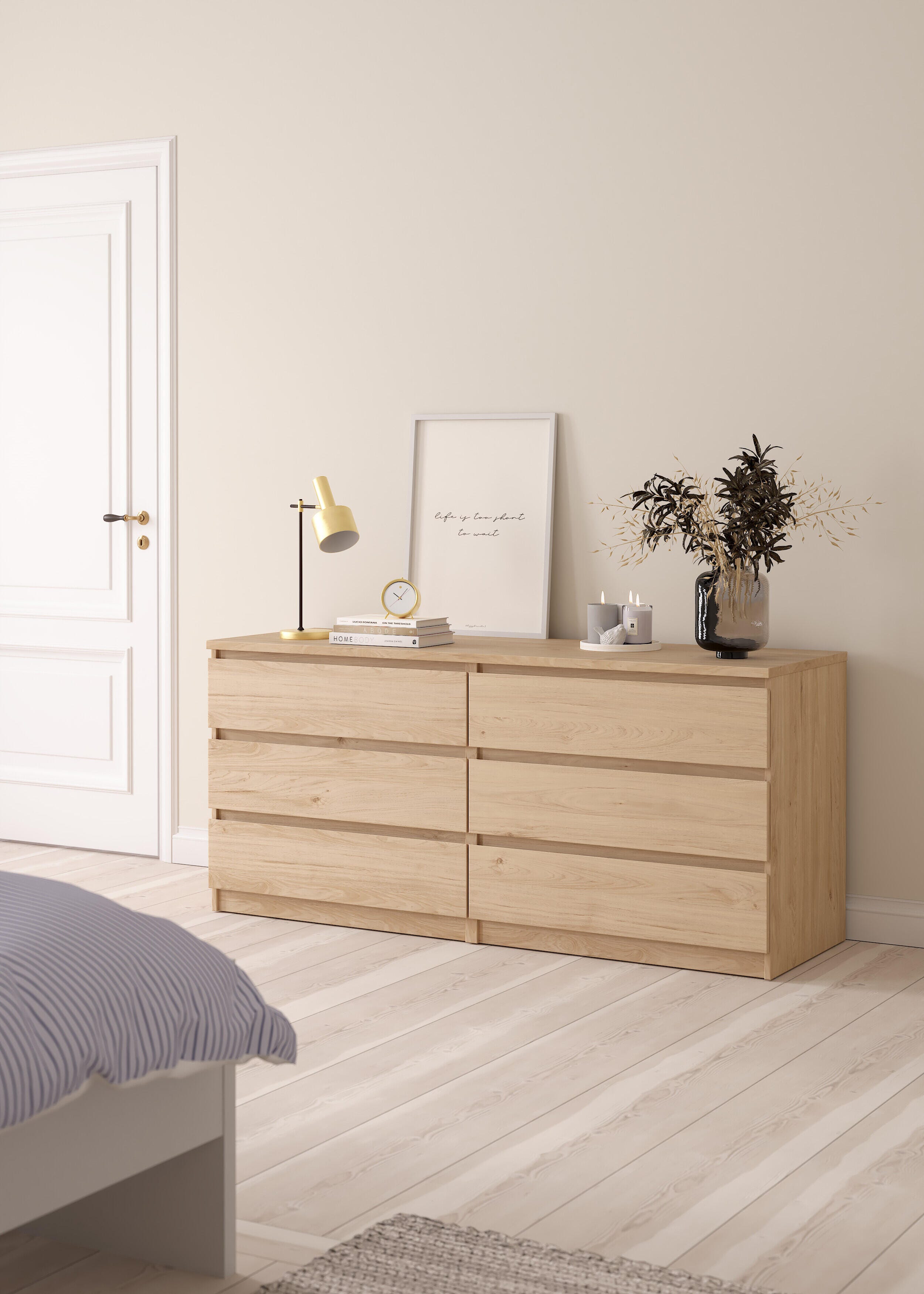 Tvilum Scottsdale 61" 6 Drawer Double Dresser, Jackson Hickory, large