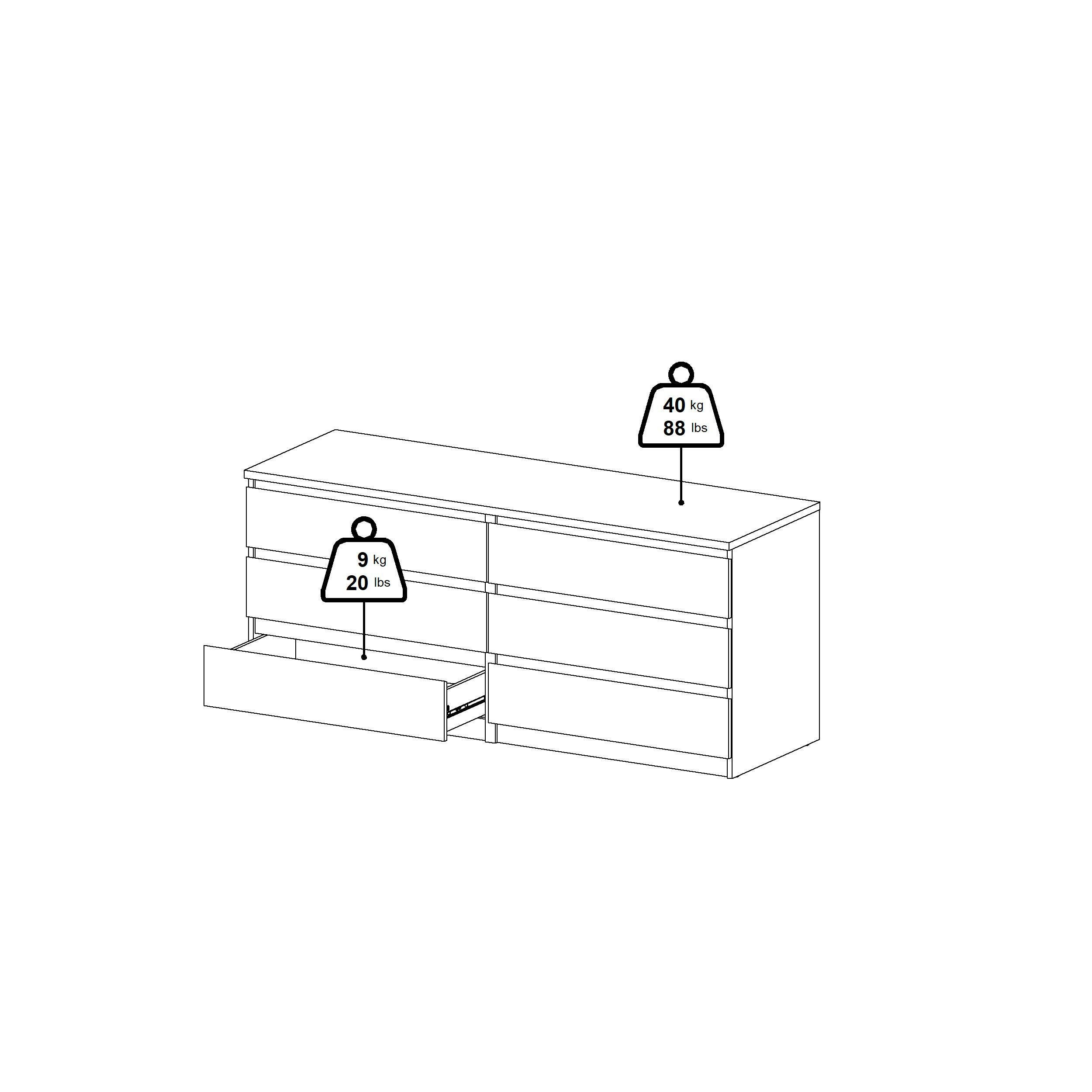Tvilum Scottsdale 61" 6 Drawer Double Dresser, Jackson Hickory, large
