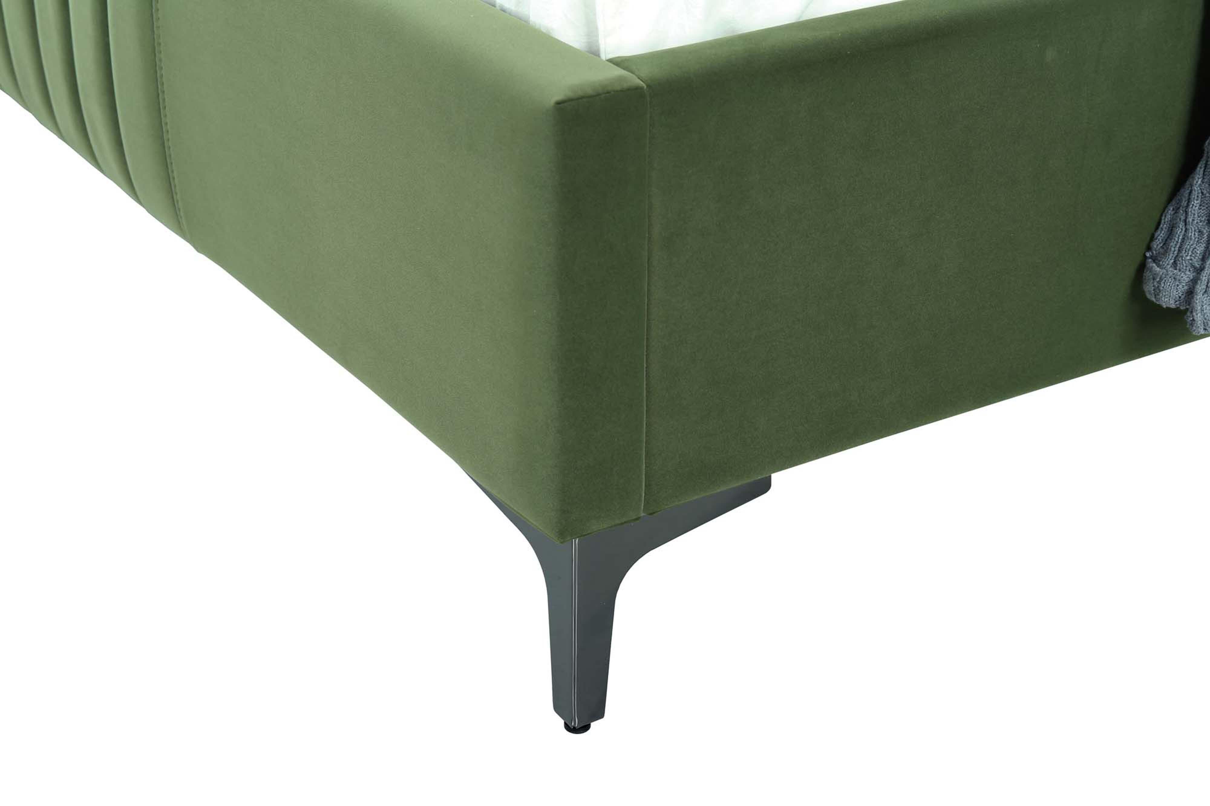 Manhattan Comfort Promenade Twin Wingback Bed, Moss Green, large