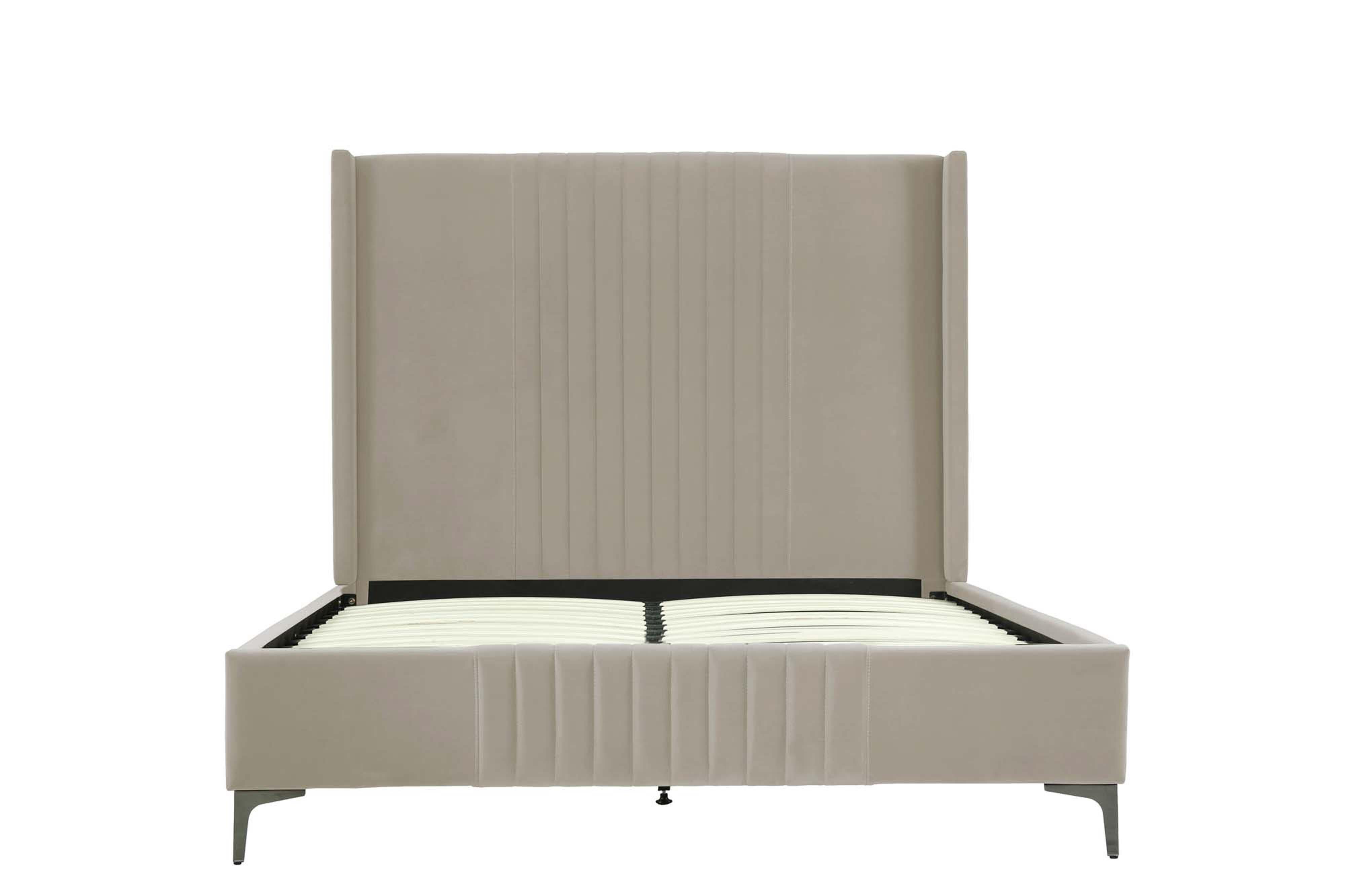 Manhattan Comfort Promenade Queen Wingback Bed, Rustic Taupe, large