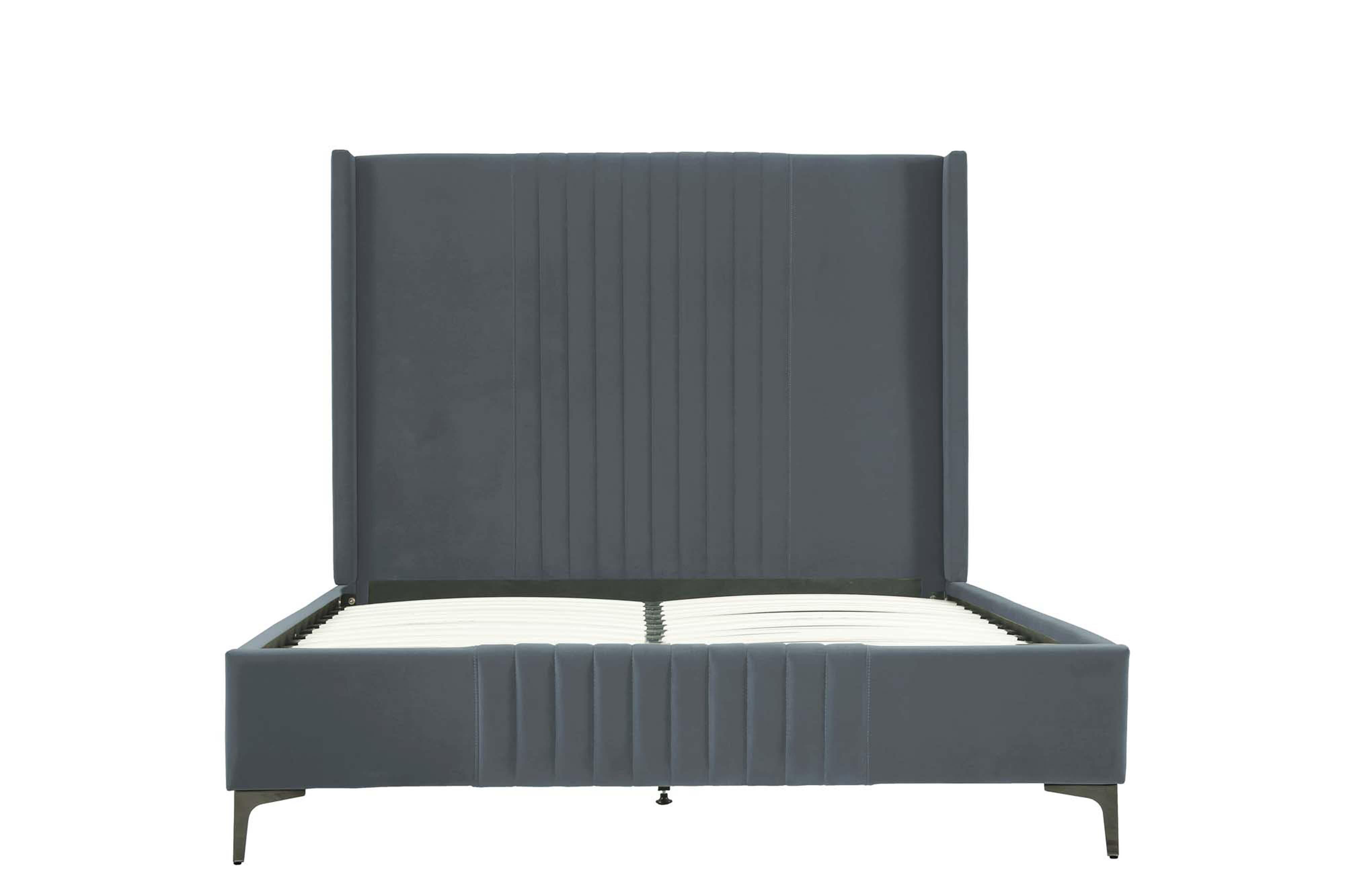 Manhattan Comfort Promenade Queen Wingback Bed, Gray, large