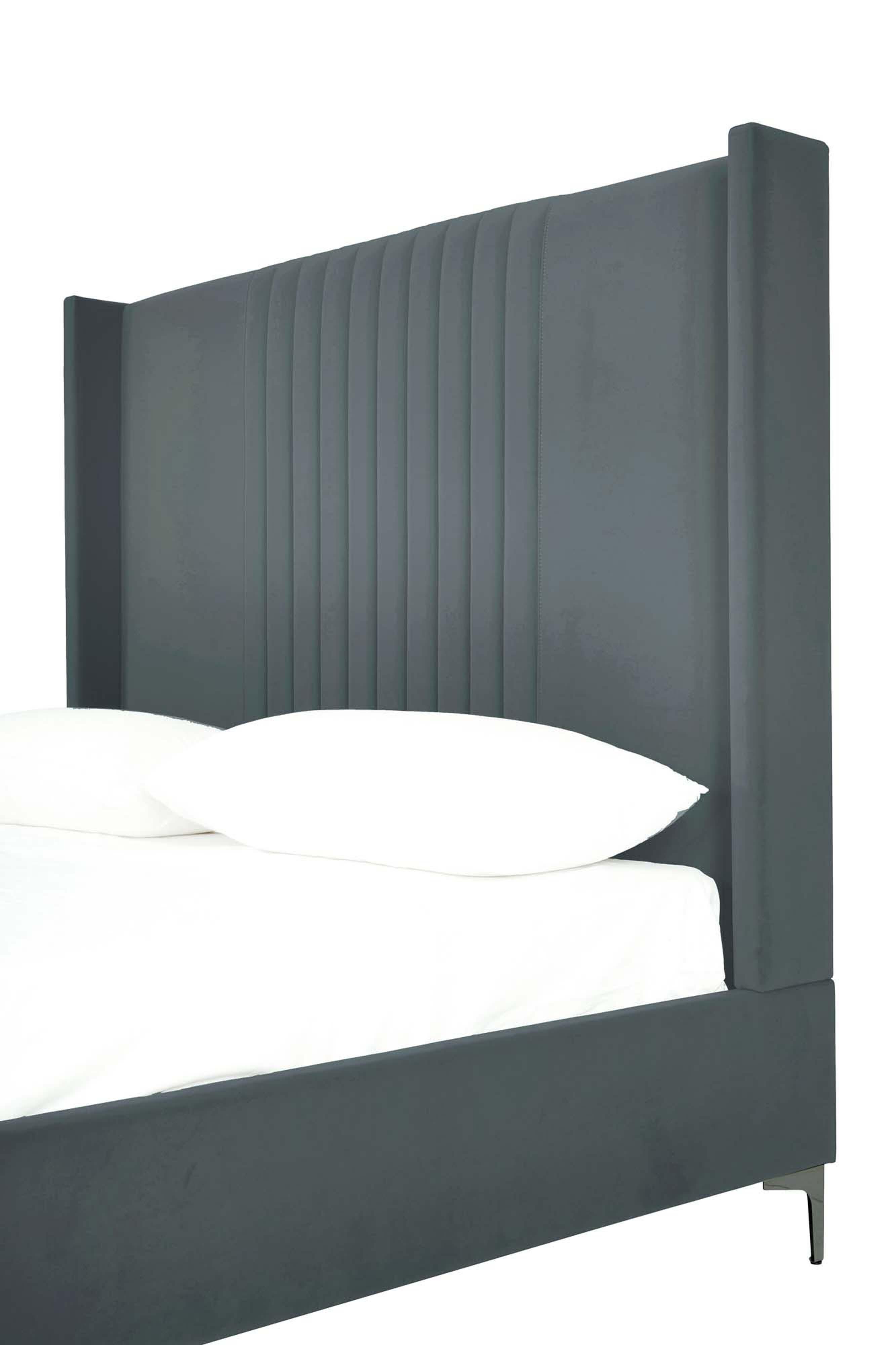 Manhattan Comfort Promenade Queen Wingback Bed, Gray, large
