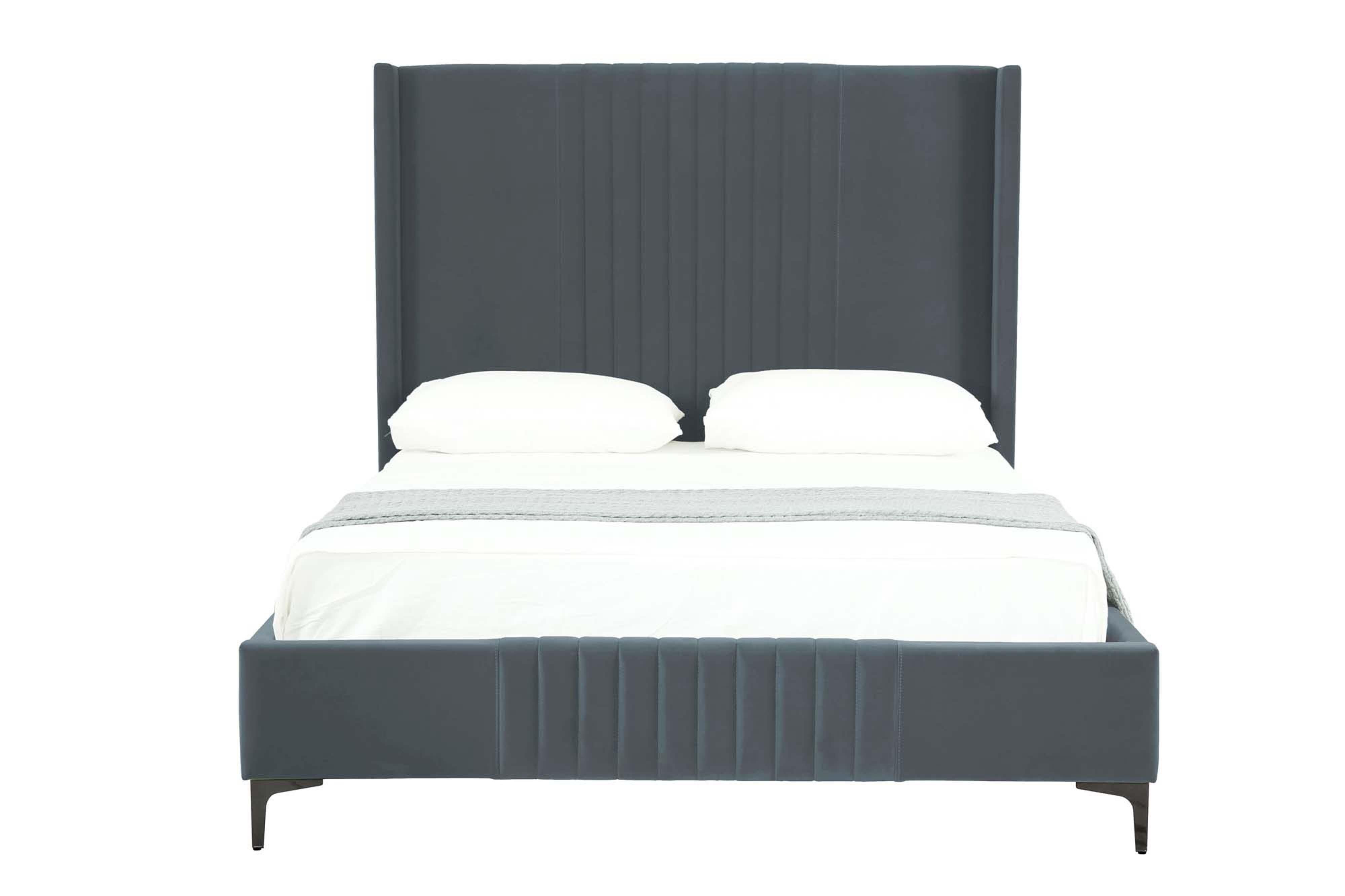 Manhattan Comfort Promenade Queen Wingback Bed, Gray, large