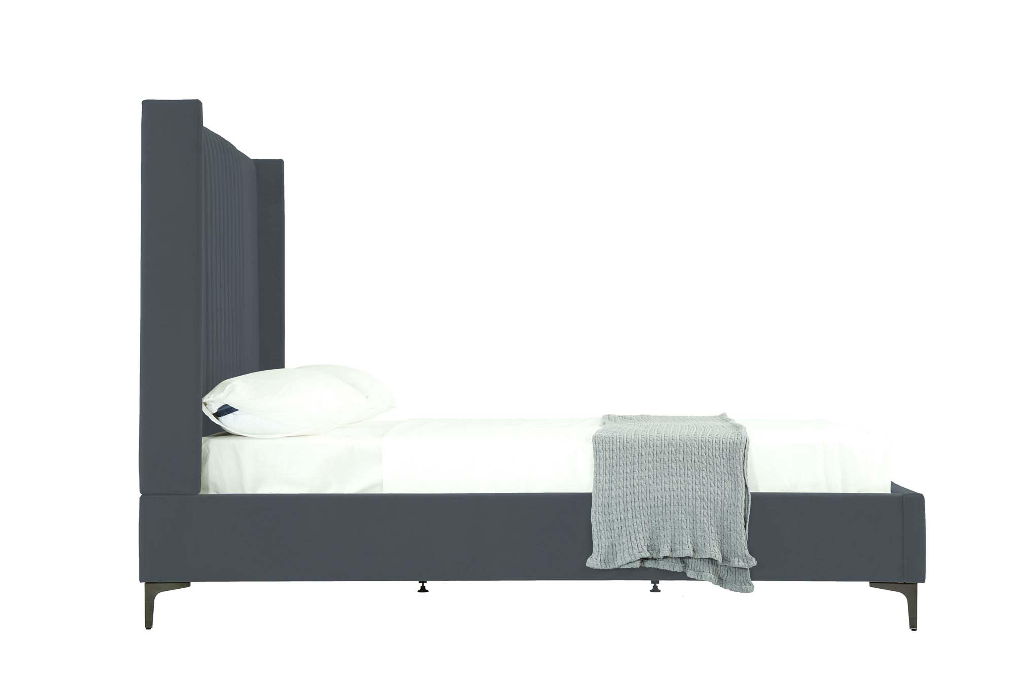 Manhattan Comfort Promenade Queen Wingback Bed, Gray, large