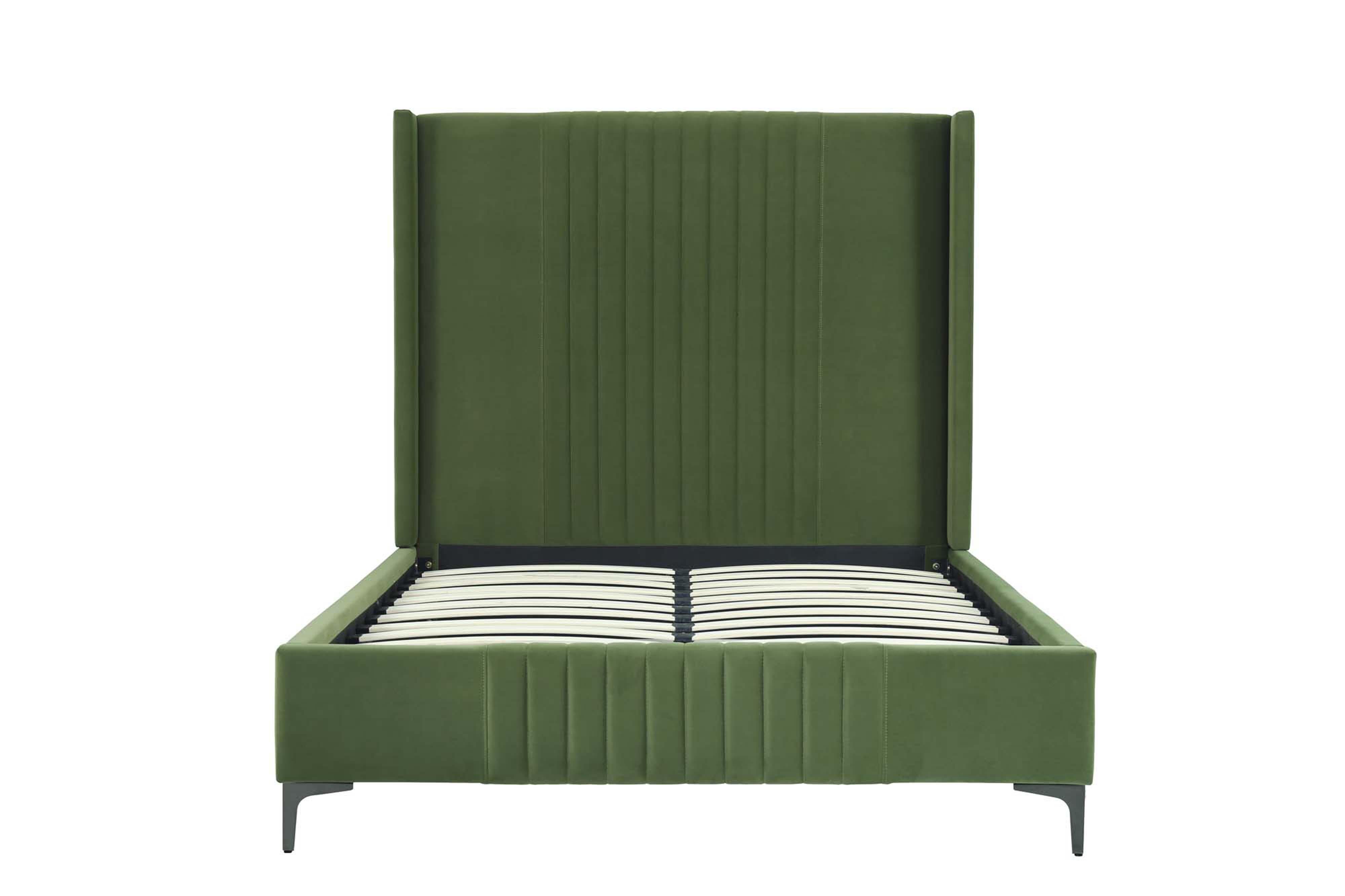 Manhattan Comfort Promenade Full Wingback Bed, Moss Green, large