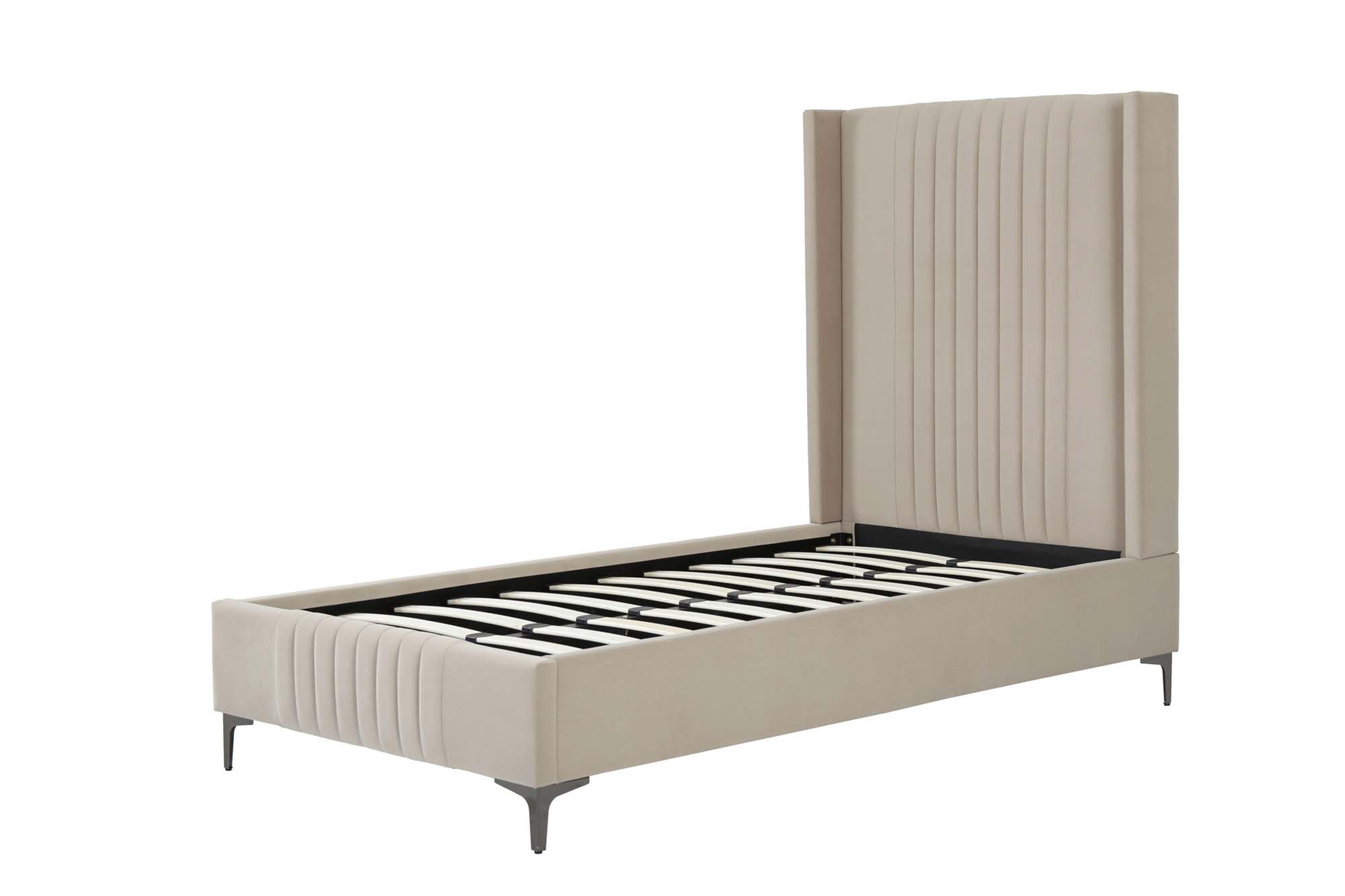 Manhattan Comfort Promenade Twin Wingback Bed, Rustic Taupe, large