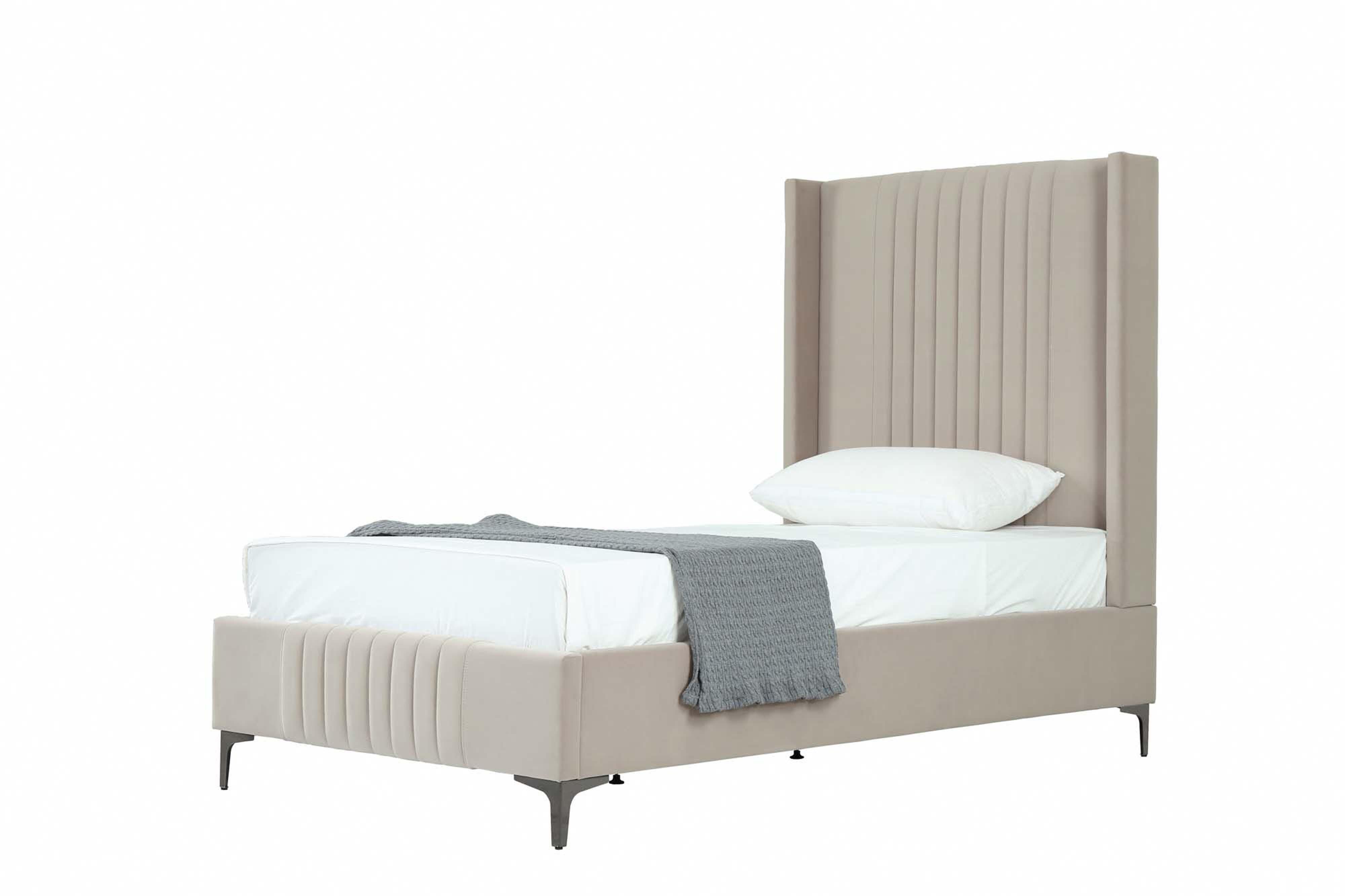 Manhattan Comfort Promenade Twin Wingback Bed, Rustic Taupe, large