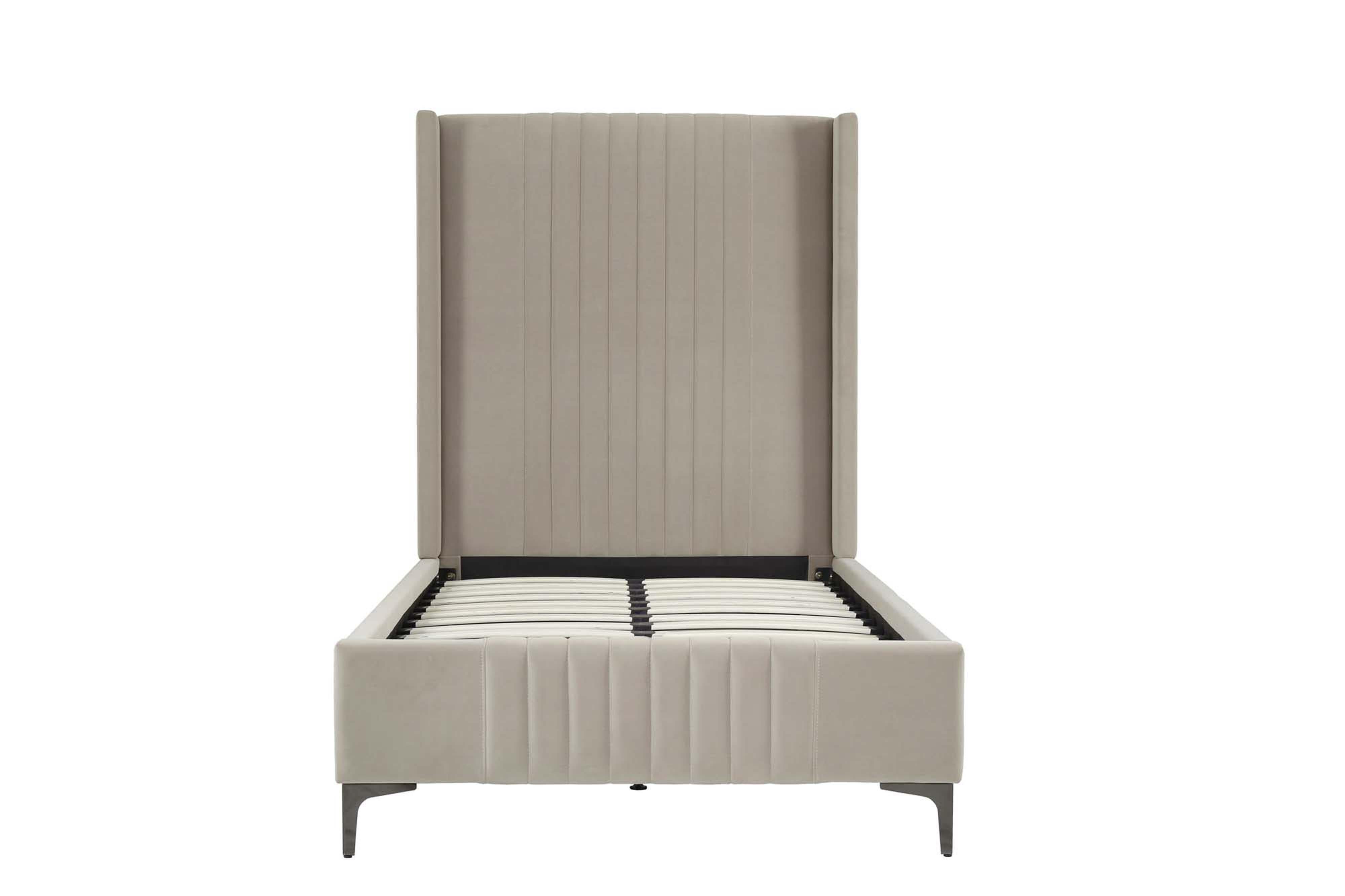 Manhattan Comfort Promenade Twin Wingback Bed, Rustic Taupe, large