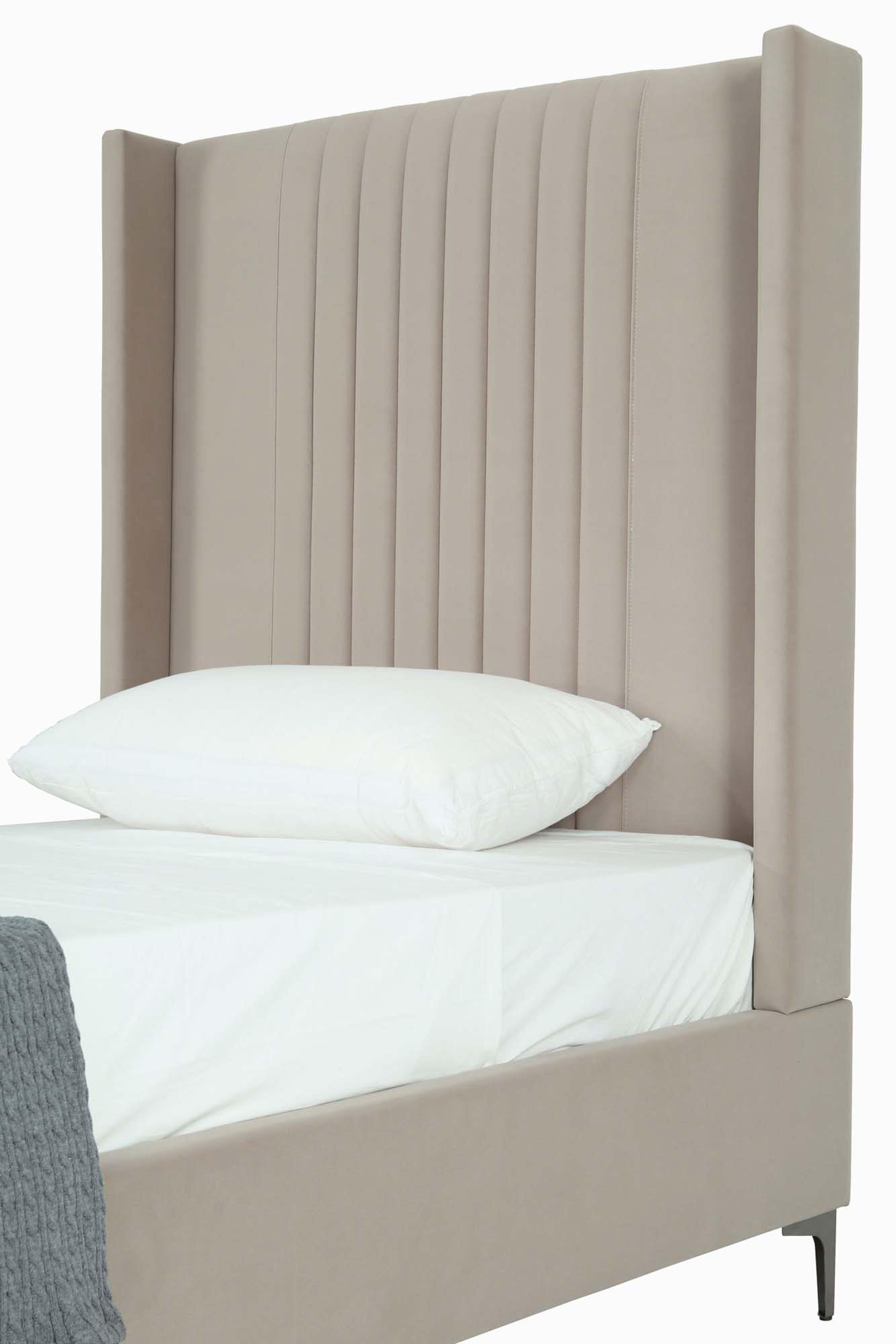 Manhattan Comfort Promenade Twin Wingback Bed, Rustic Taupe, large