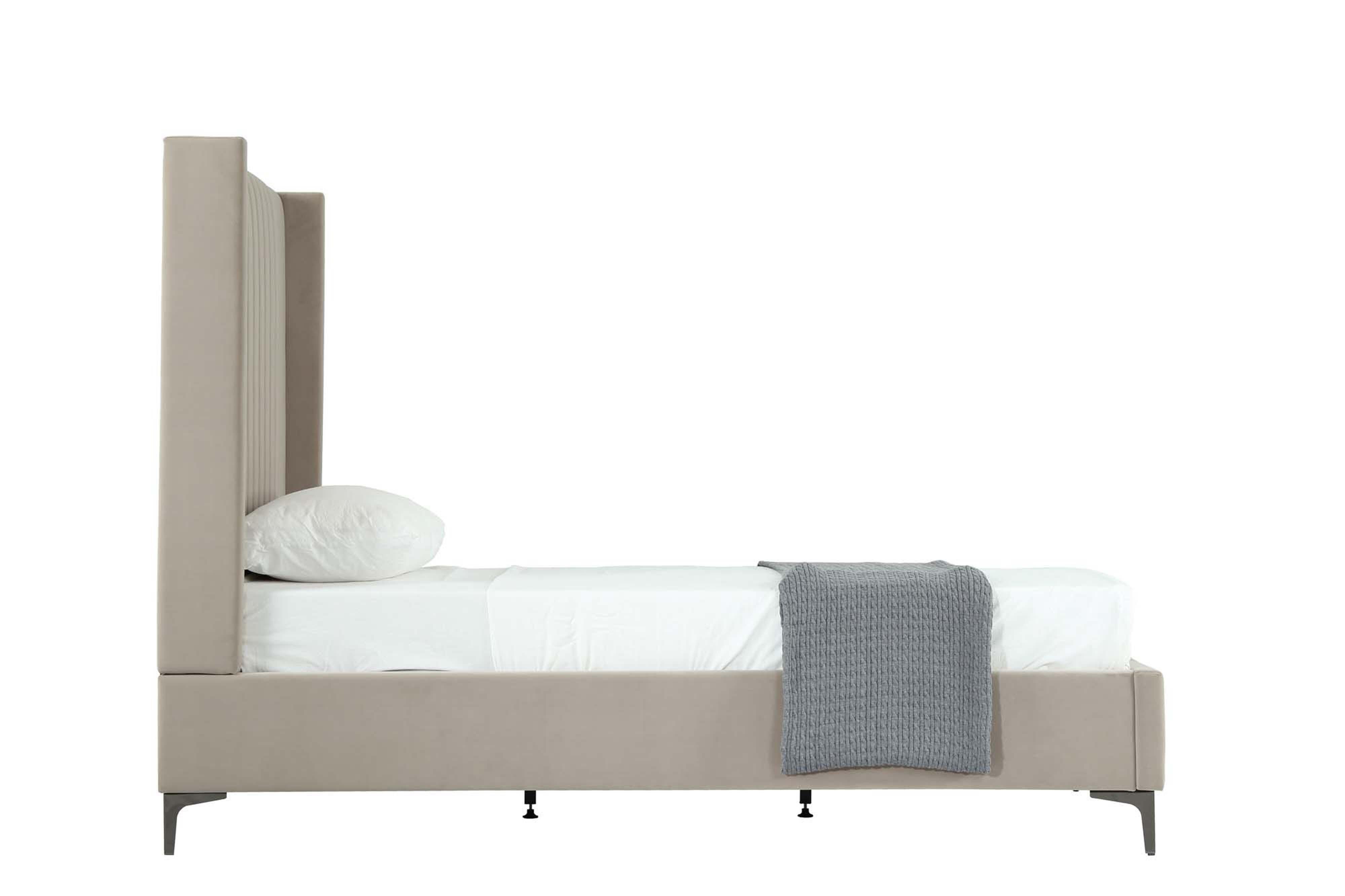 Manhattan Comfort Promenade Twin Wingback Bed, Rustic Taupe, large