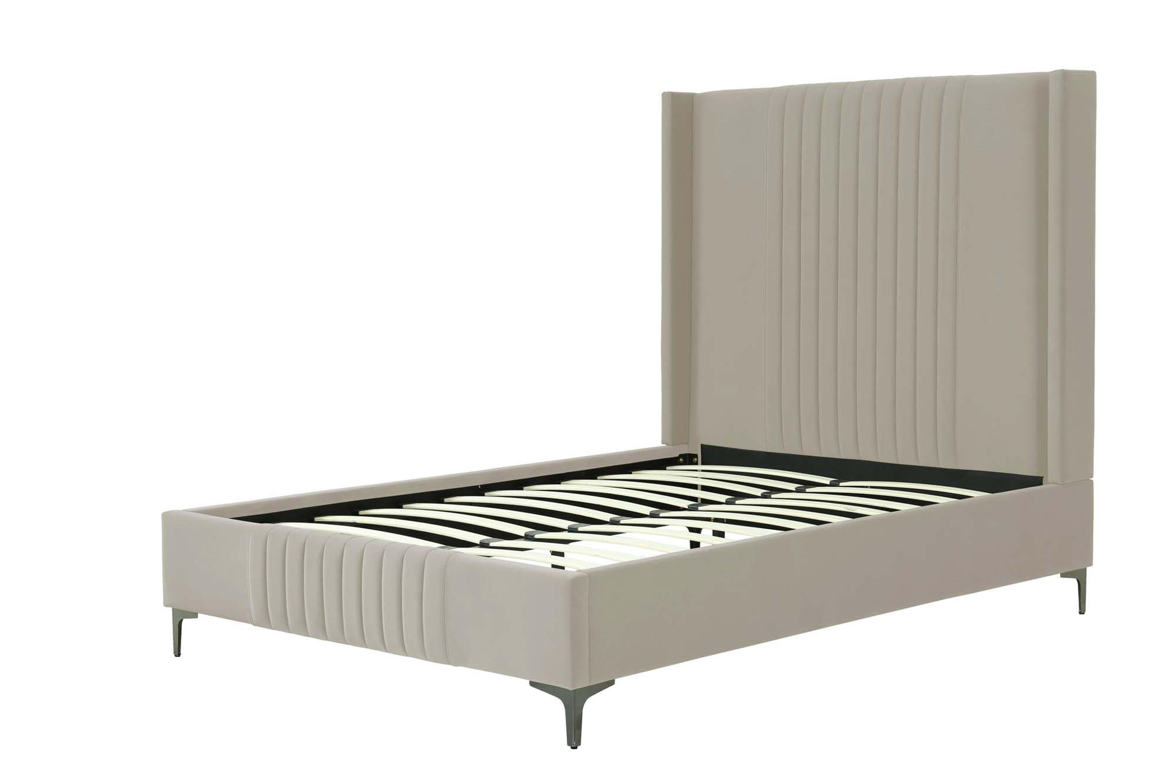 Manhattan Comfort Promenade Full Wingback Bed, Rustic Taupe, large
