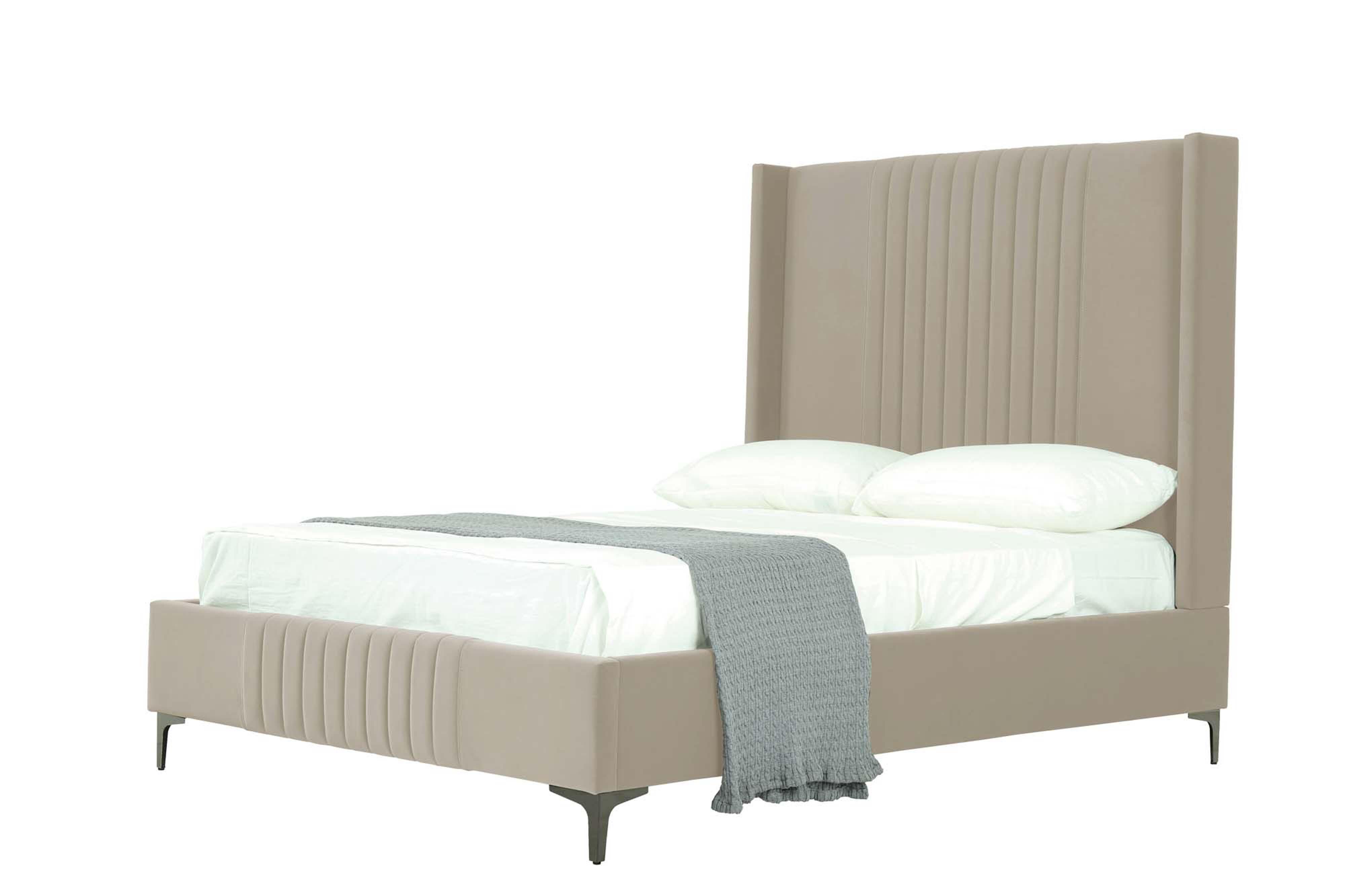 Manhattan Comfort Promenade Full Wingback Bed, Rustic Taupe, large