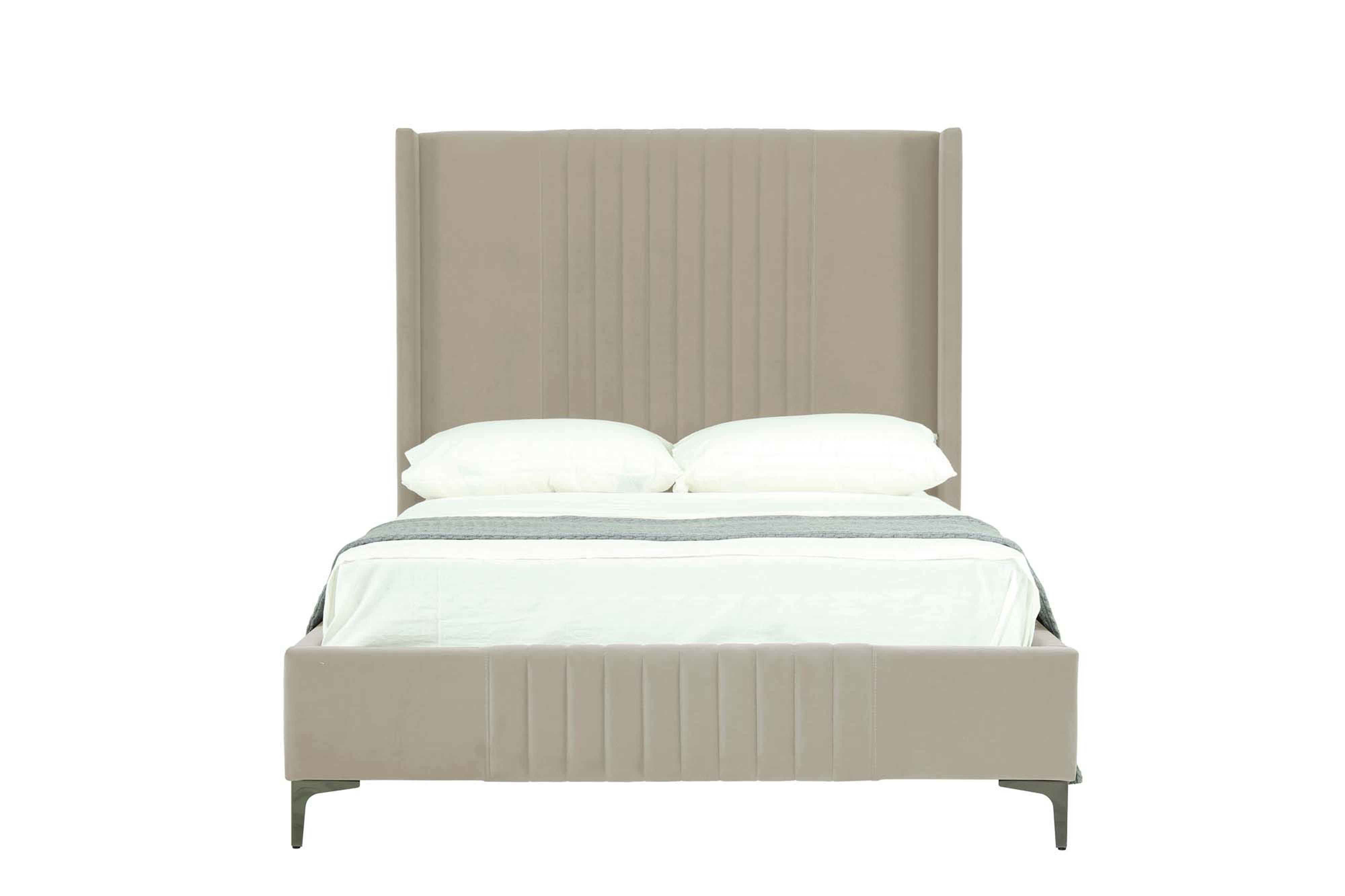 Manhattan Comfort Promenade Full Wingback Bed, Rustic Taupe, large