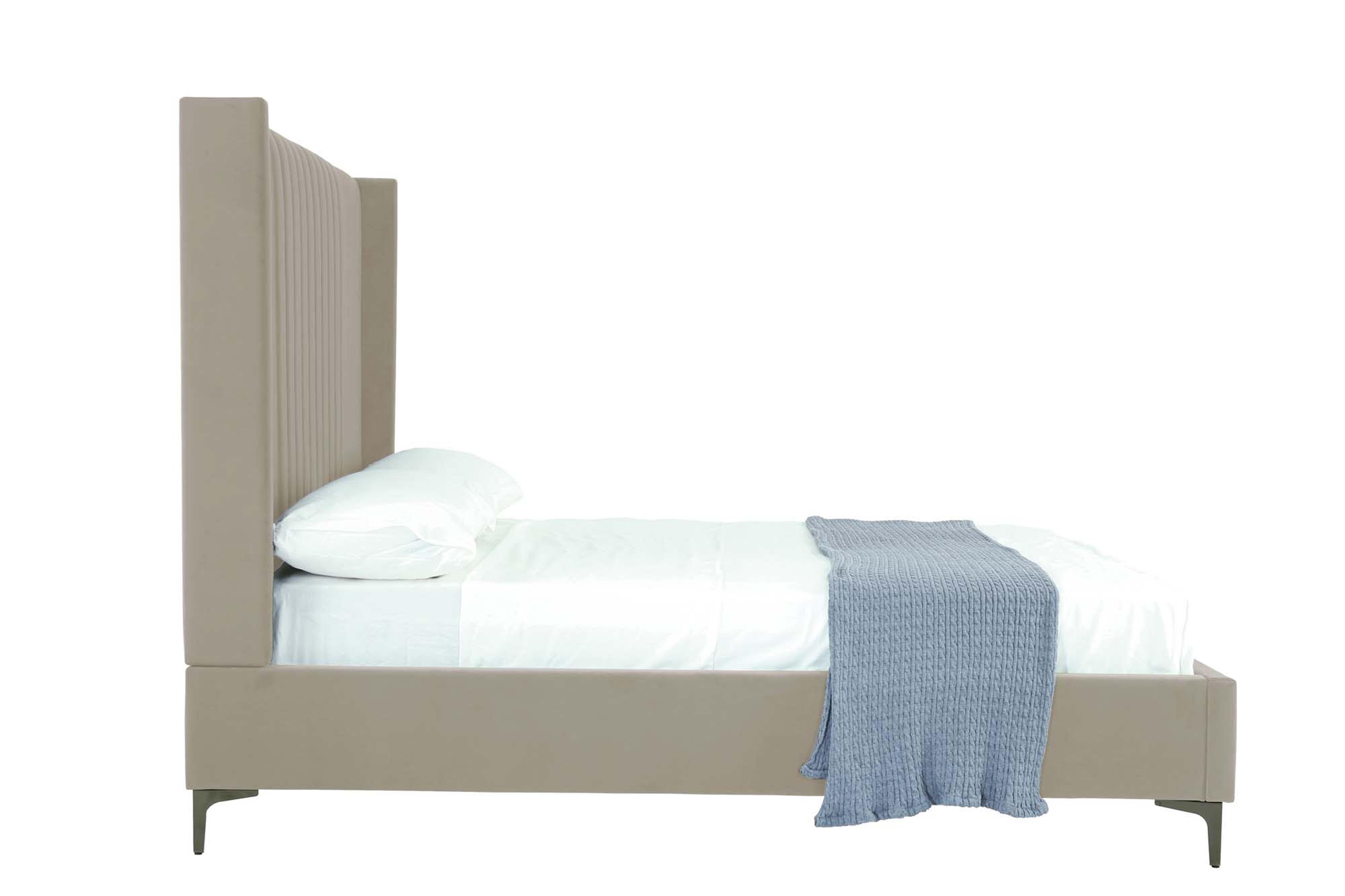 Manhattan Comfort Promenade Full Wingback Bed, Rustic Taupe, large