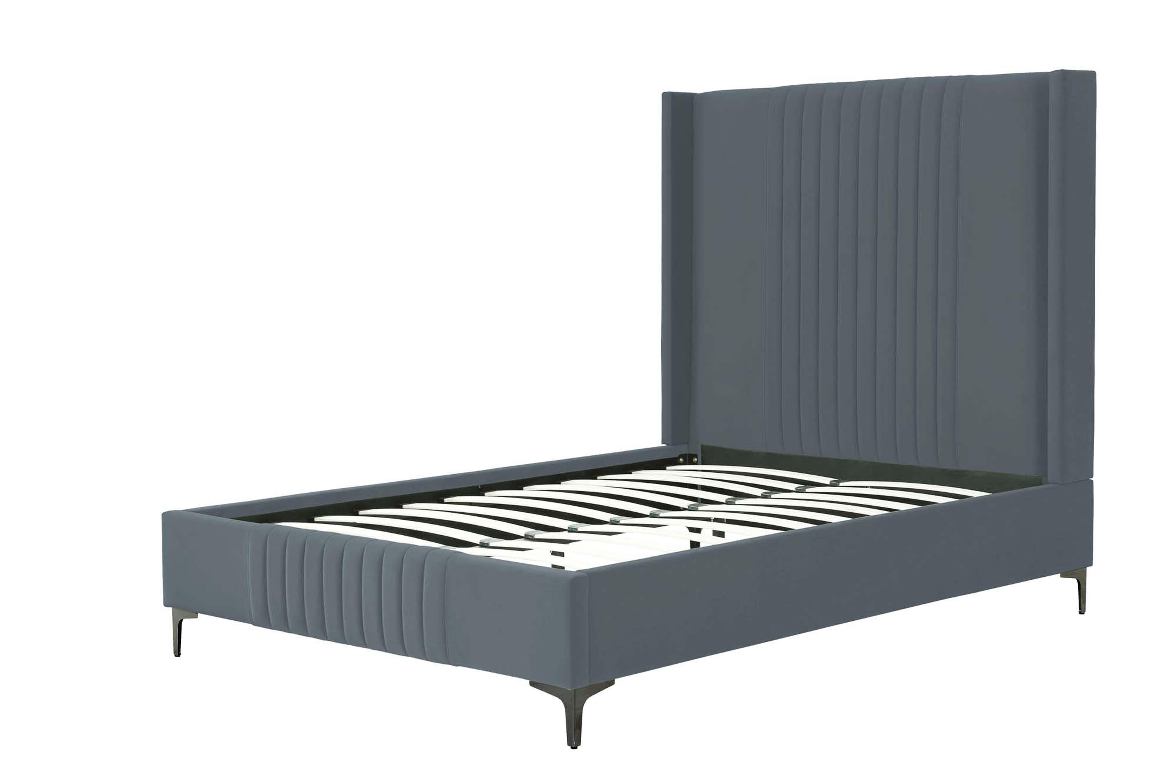 Manhattan Comfort Promenade Full Wingback Bed, Gray, large