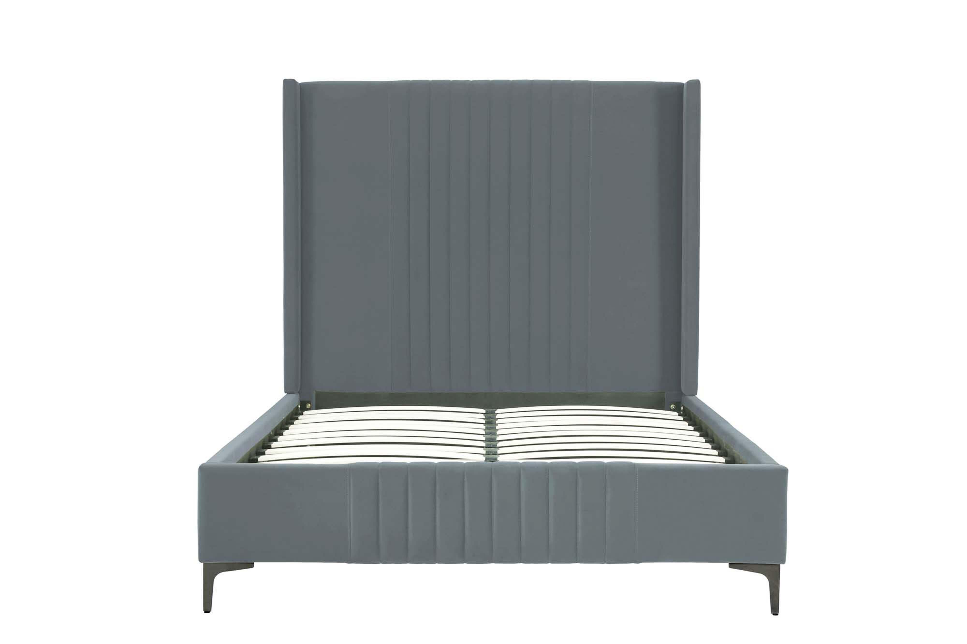 Manhattan Comfort Promenade Full Wingback Bed, Gray, large