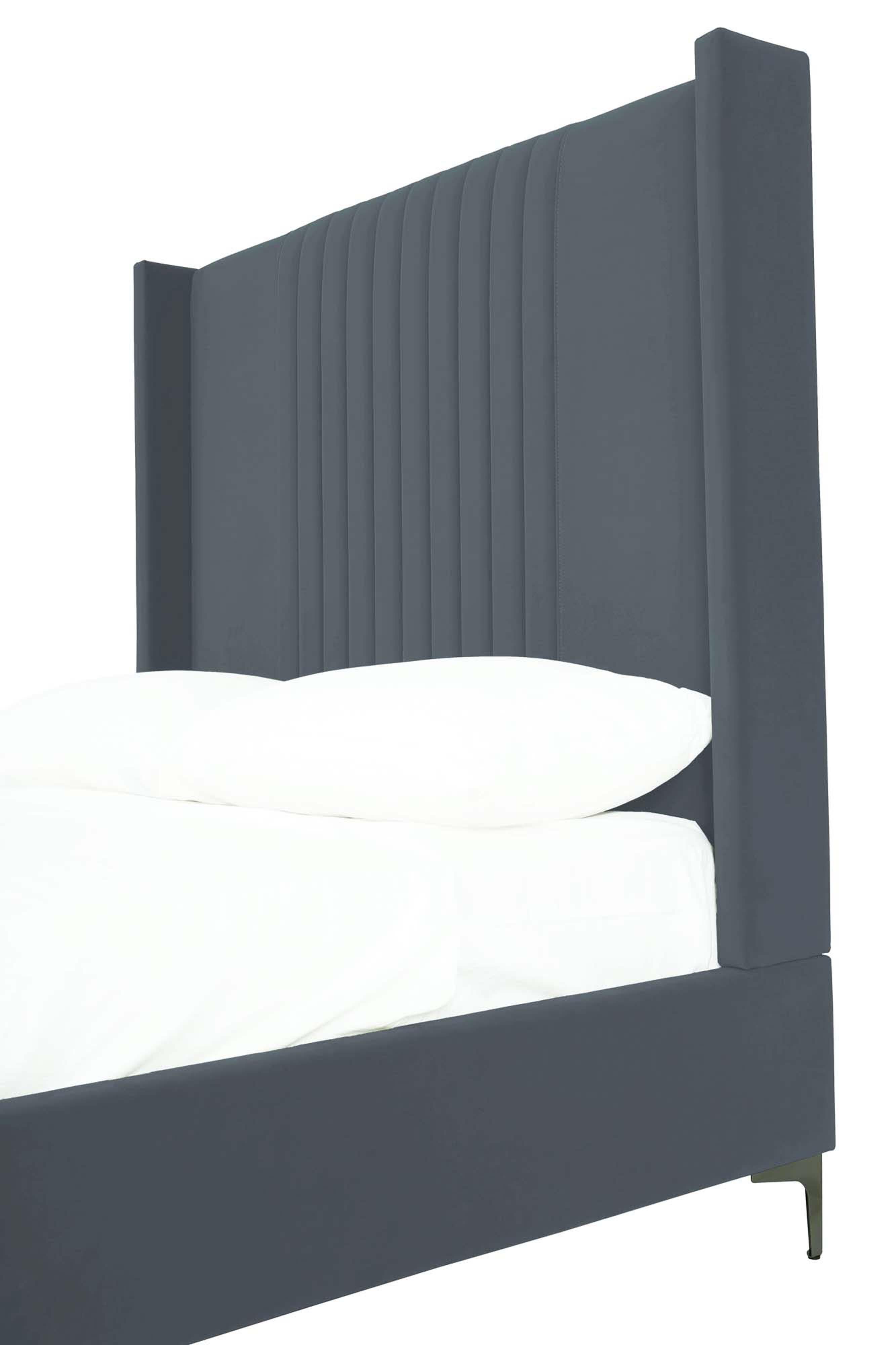 Manhattan Comfort Promenade Full Wingback Bed, Gray, large