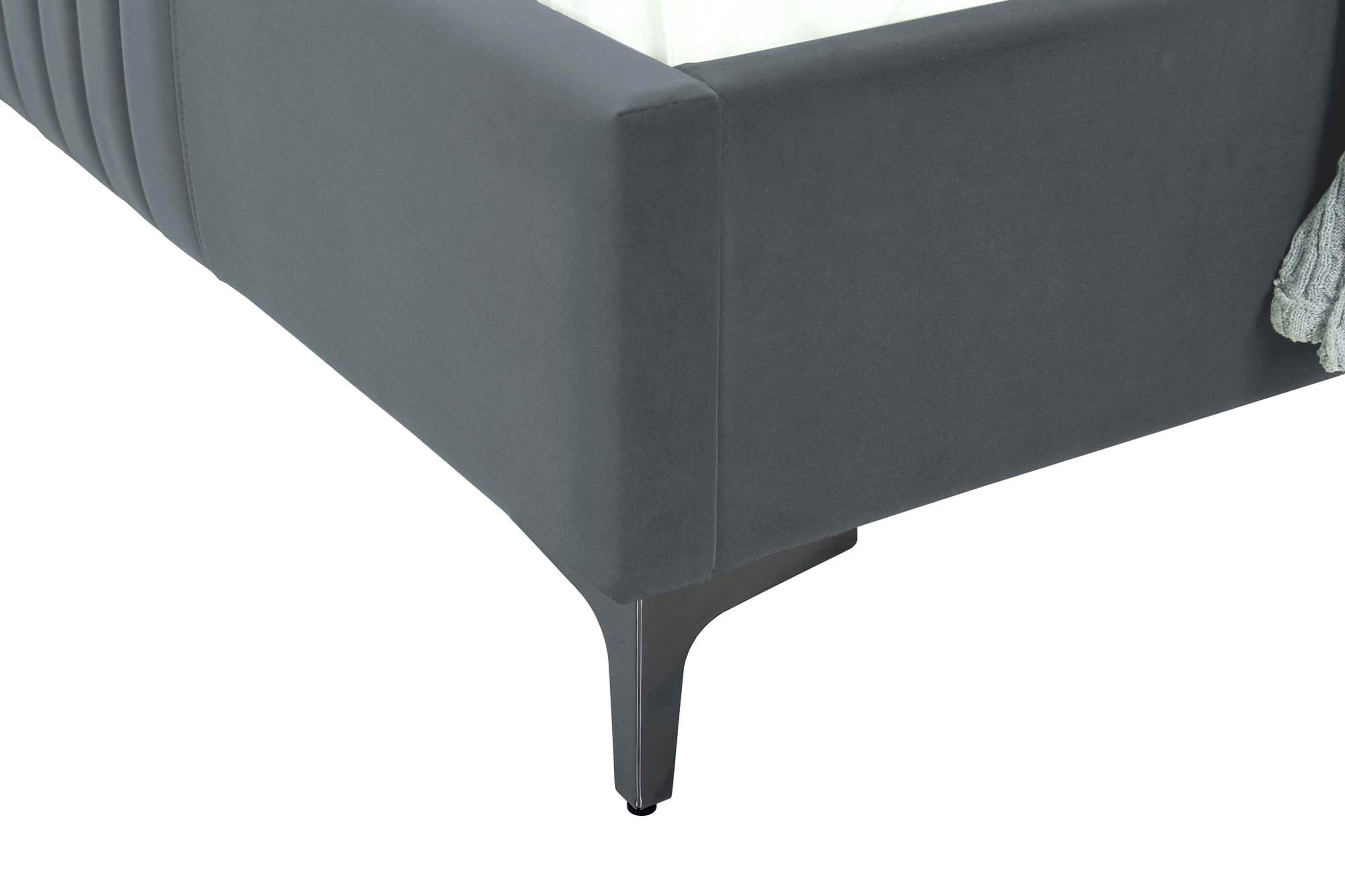 Manhattan Comfort Promenade Full Wingback Bed, Gray, large